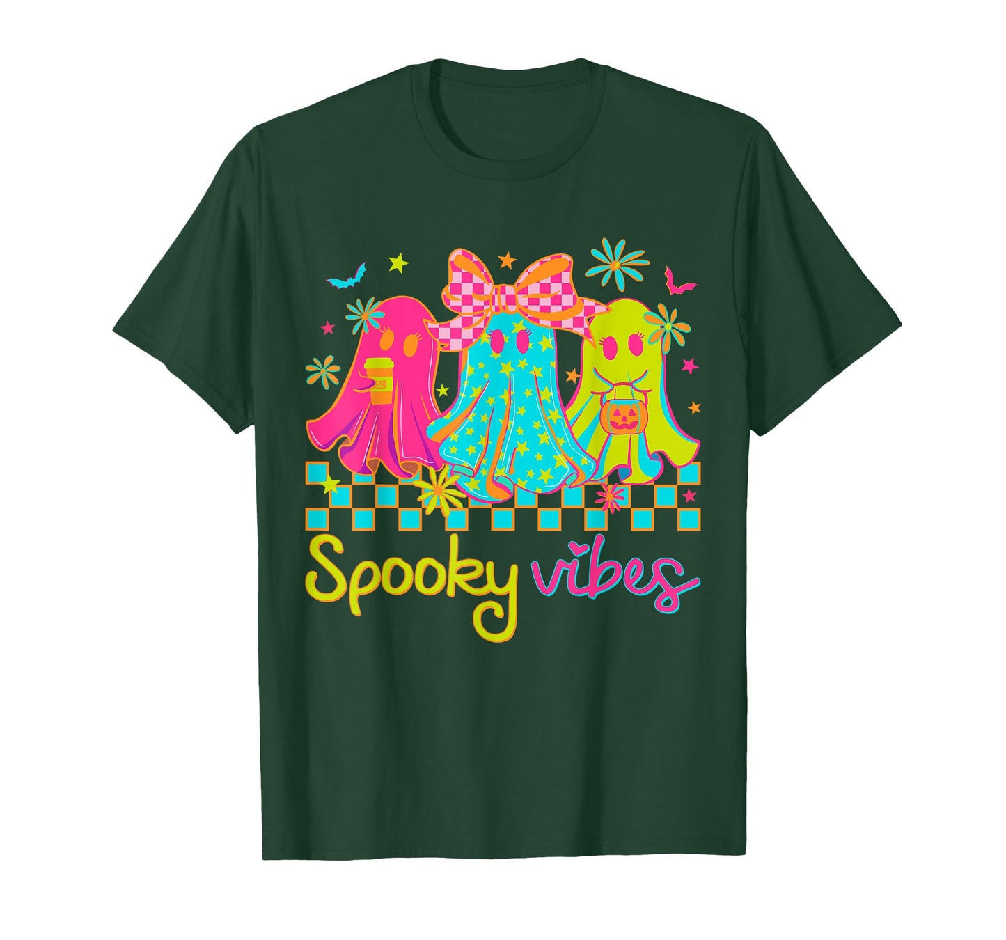 Spooky Vibes Halloween Coquette Floral Ghost Coffee Girl Kid T-Shirt