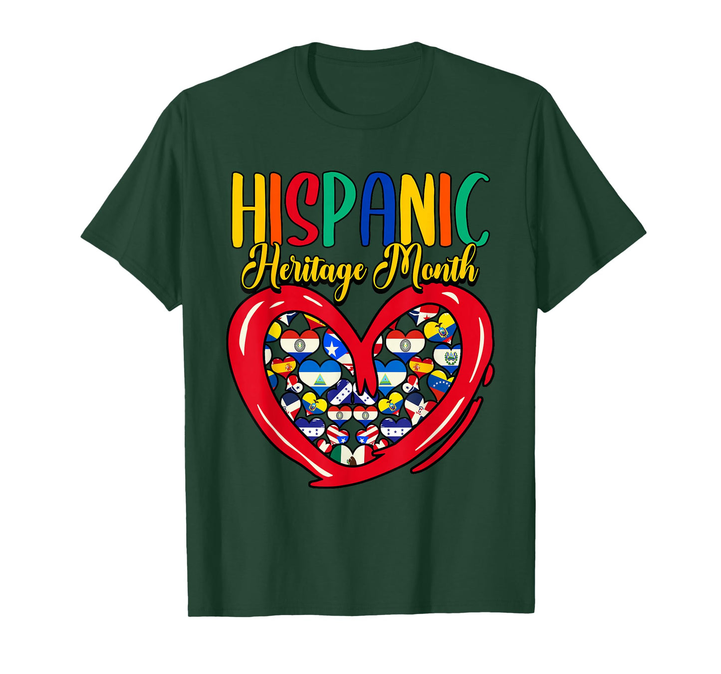 Hispanic Heritage Month All Countries Flags Heart T-Shirt