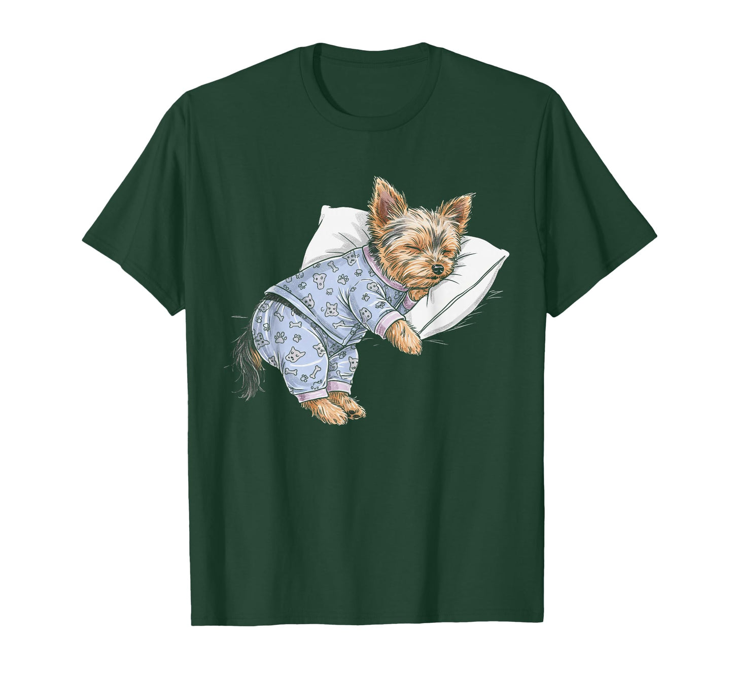 Funny Sleepy Yorkshire Terrier Pajama Men Women Kids Yorkie T-Shirt