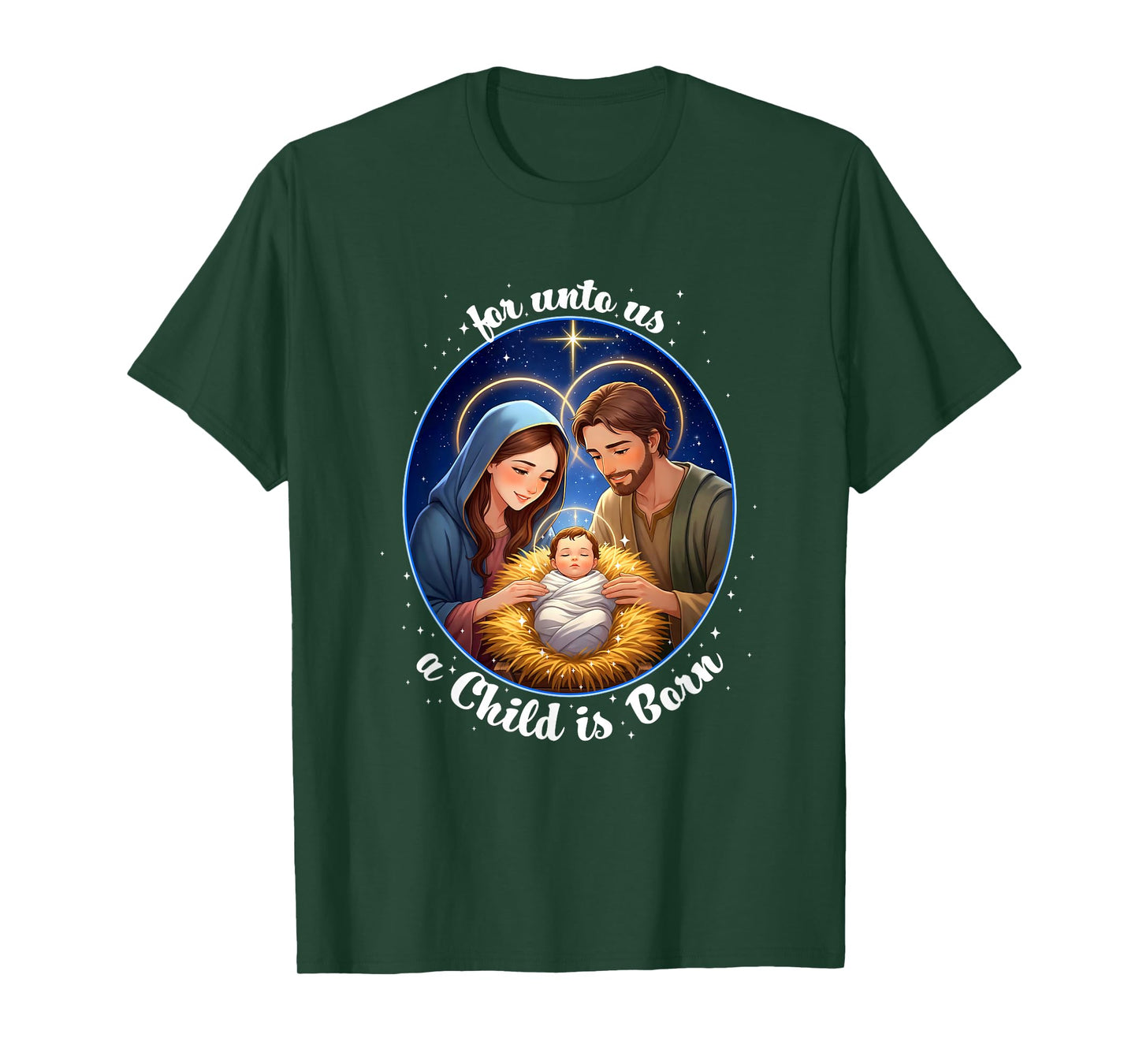 for Unto Us a Child is Born - Kawaii Manger Scene Christian T-Shirt