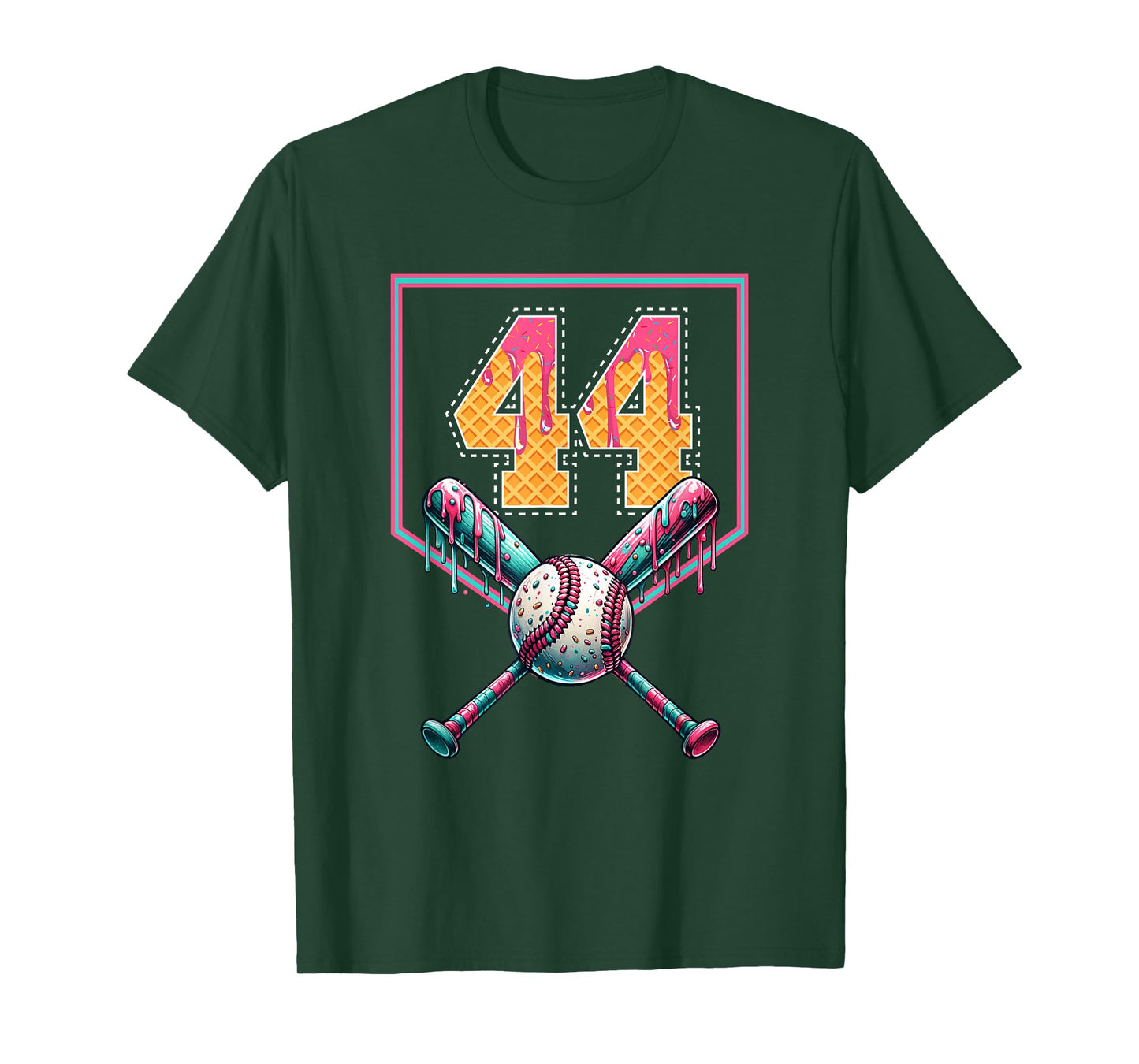 Baseball Drip Number 44 Player Or 44th Birthday T-Shirt