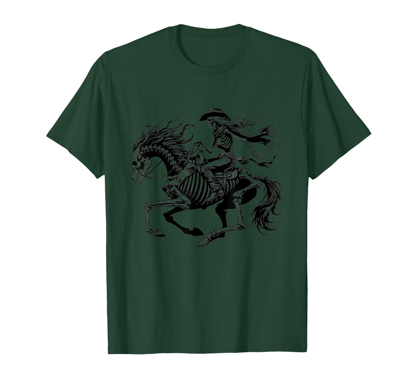 Rustic Skeleton Cowgirl Horse Rider Western Gothic Grunge T-Shirt