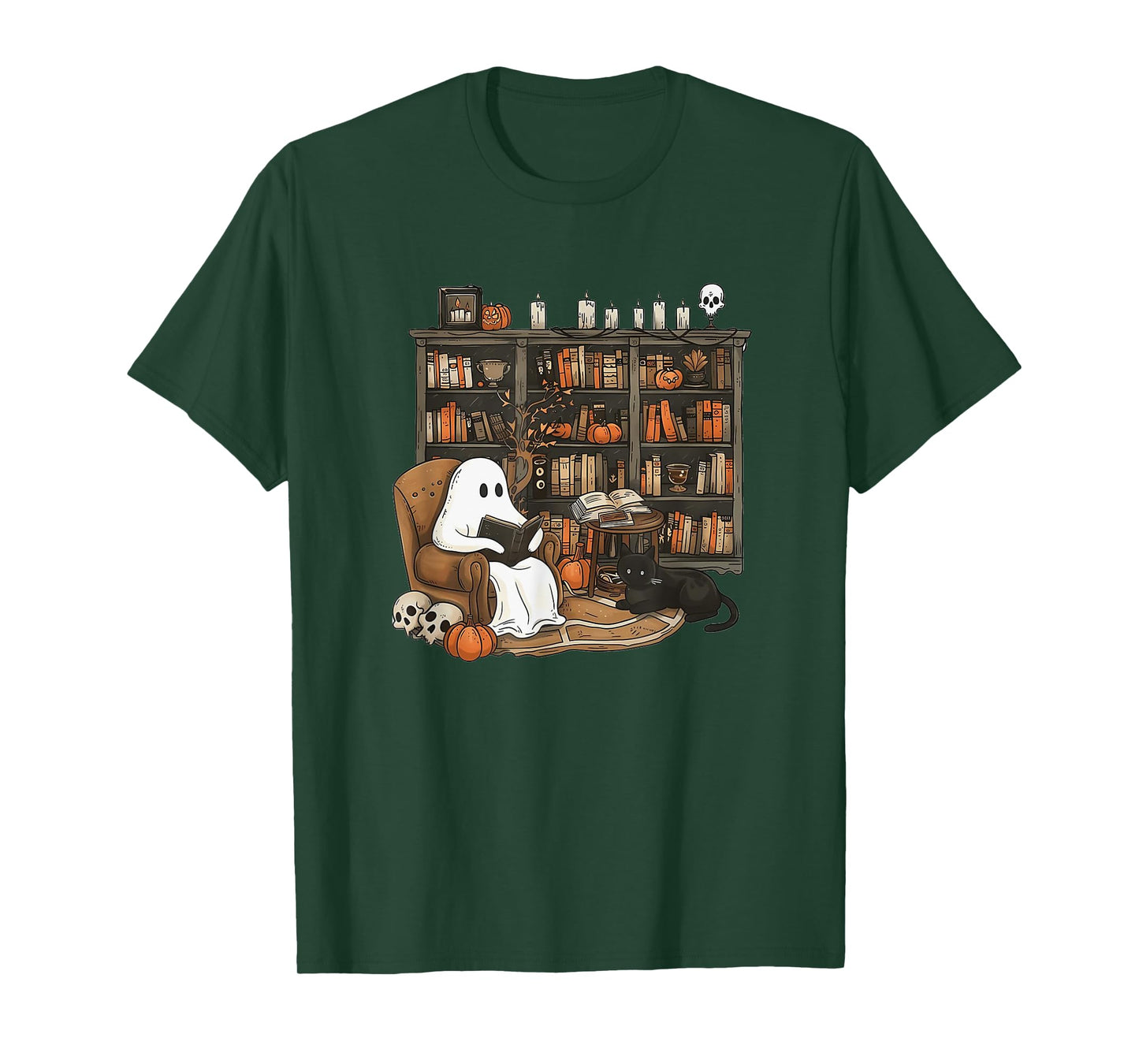 Retro Ghost Reading Books, Librarian Ghost Halloween T-Shirt