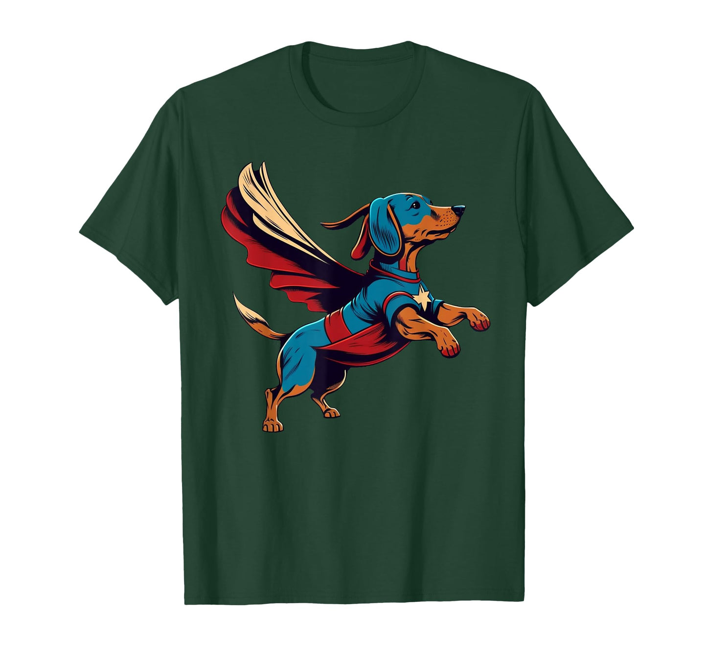 Superhero Dachshund Red Cape Super Hero Dog T-Shirt for Men Women Kids