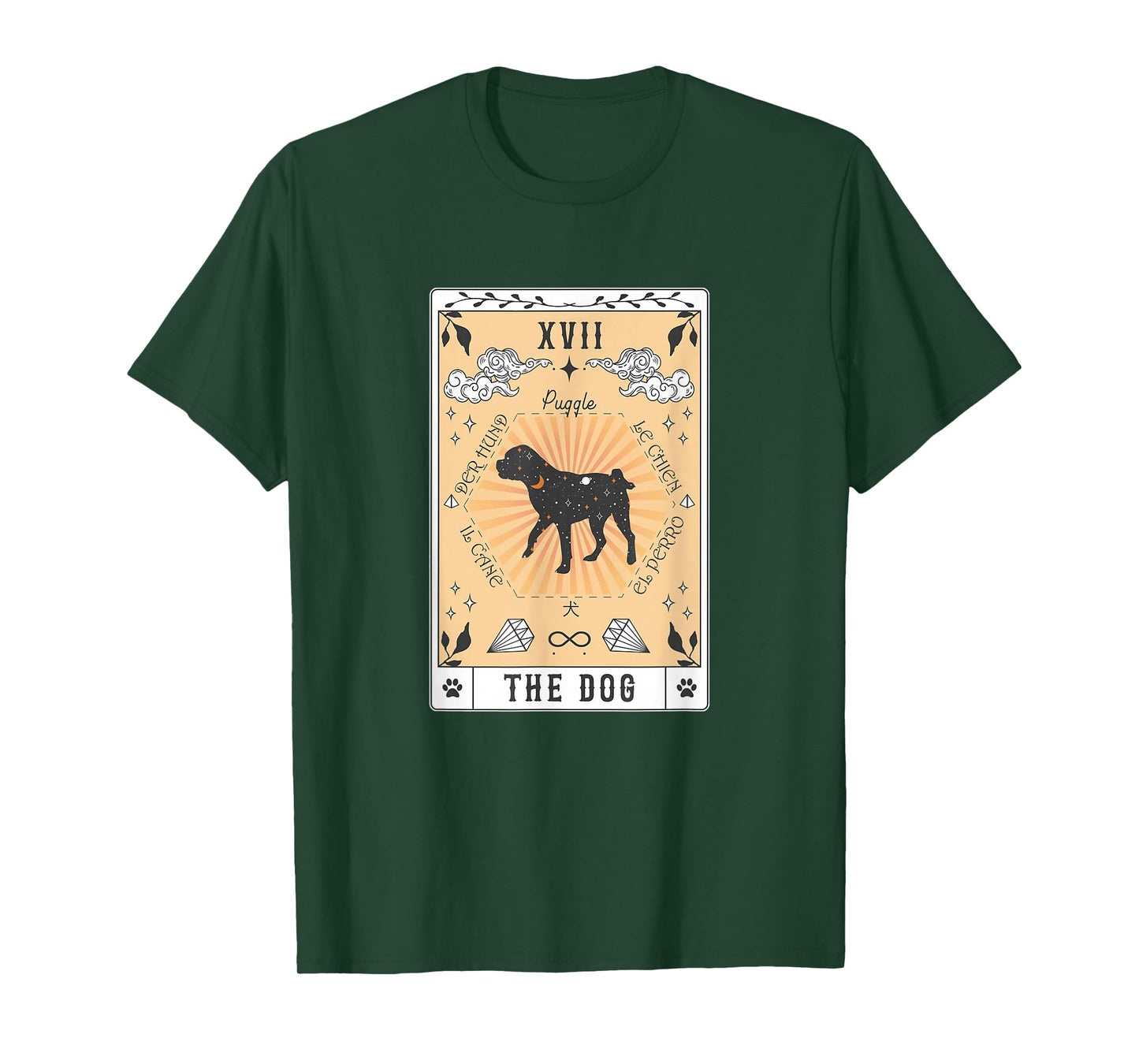 Tarot Card The Dog Puggle Celestial Space Galaxy T-Shirt