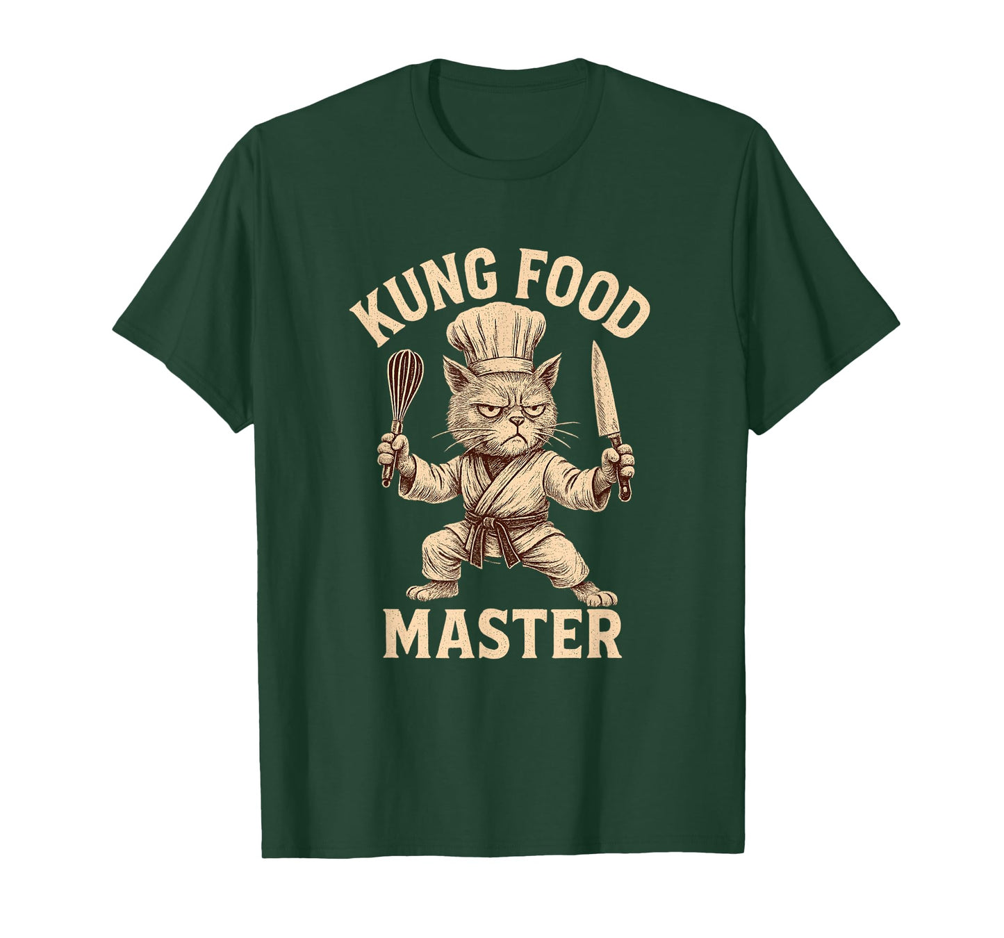 Kung Food Master Funny Cat Chef Martial Arts Cooking Foodies T-Shirt