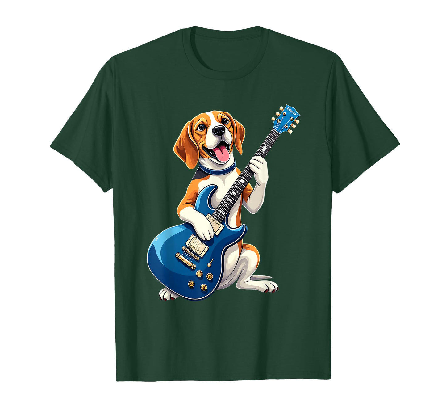 Funny Beagle Dog Playing Electric Guitar Design Music Lovers T-Shirt