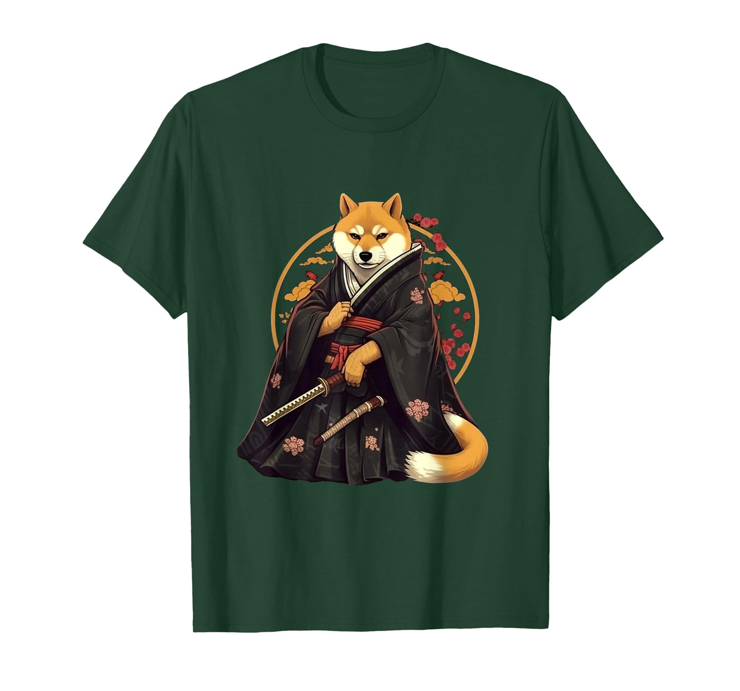 Japanese Shiba Inu Ukiyo-e Anime Katana Funny Japanese Art T-Shirt