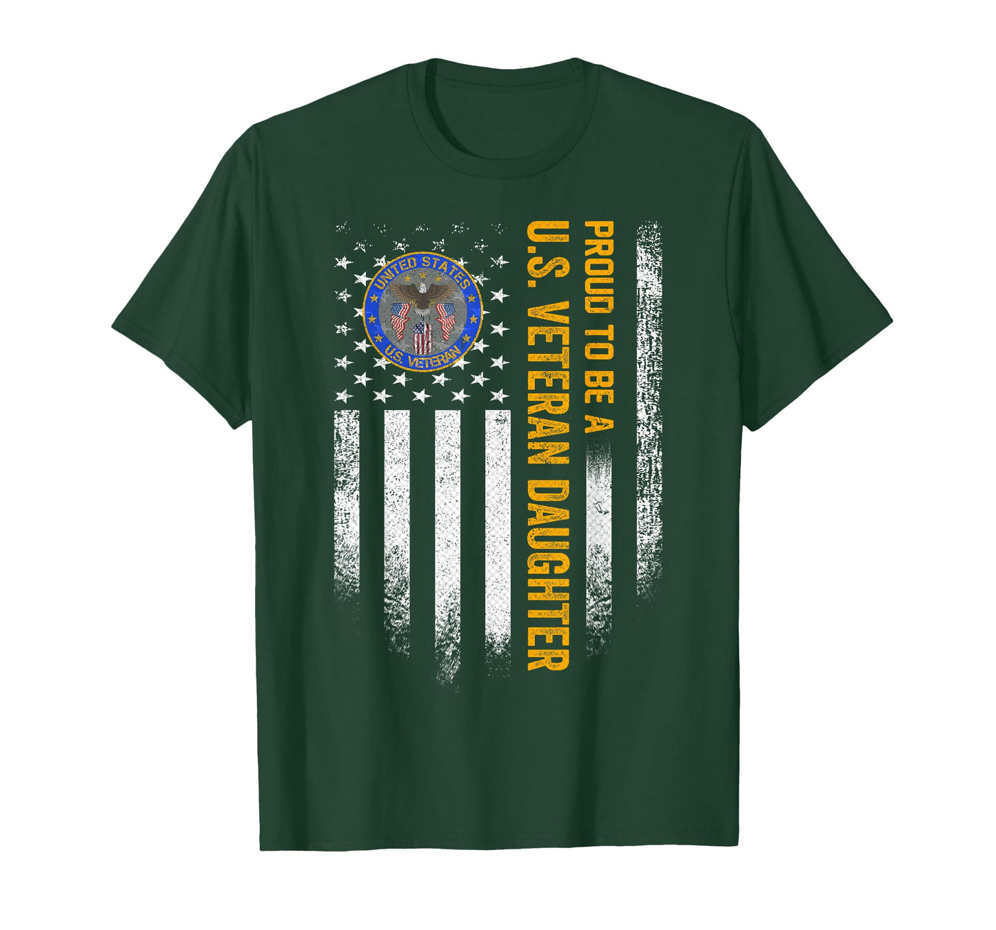 Vintage USA Flag Proud To Be A US Military Veteran Daughter T-Shirt for Women Men