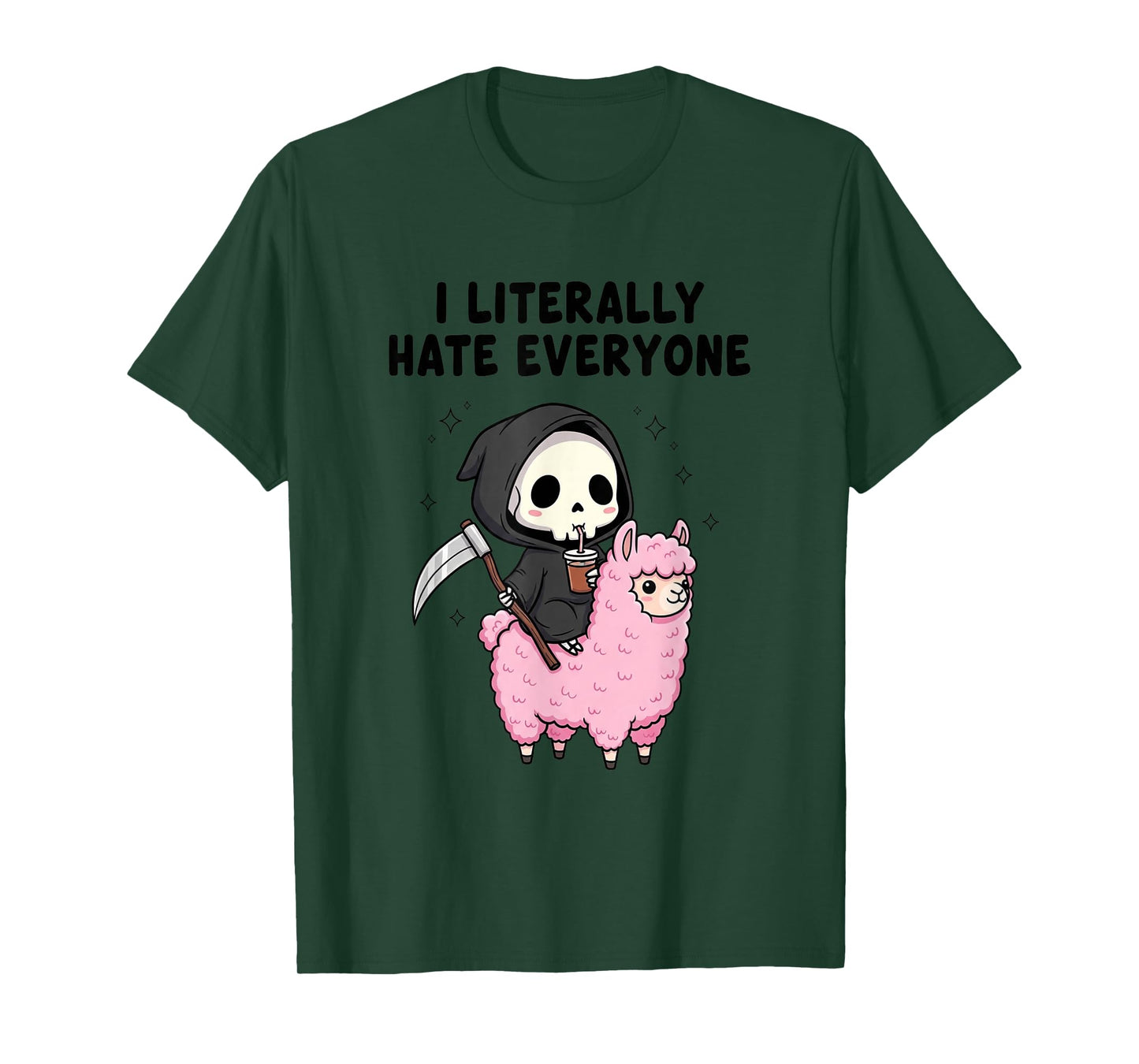 I Literally Hate Everyone Grim Reaper Llama T-Shirt