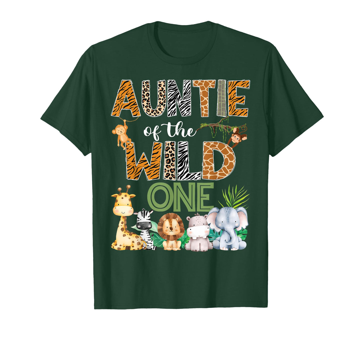 Auntie Of The Wild One 1St Birthday Safari Zoo Jungle T-Shirt