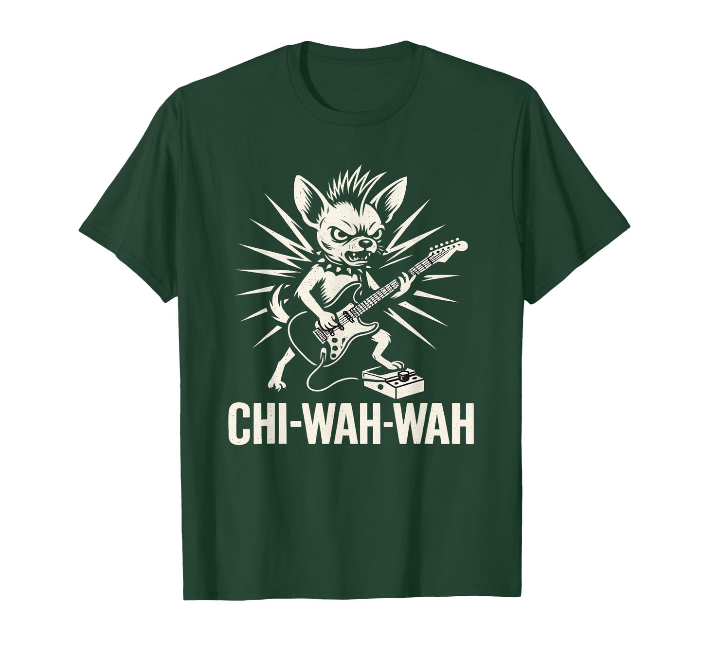 Chihuahua Dog Guitarist Wah Pedal Punk Rocker Music T-Shirt