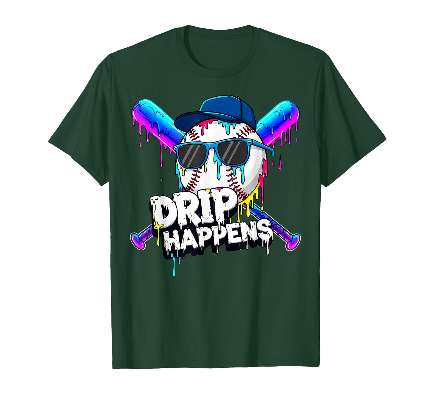 Funny Baseball Drip for Boys Kids Youth Dripping Ice Cream T-Shirt