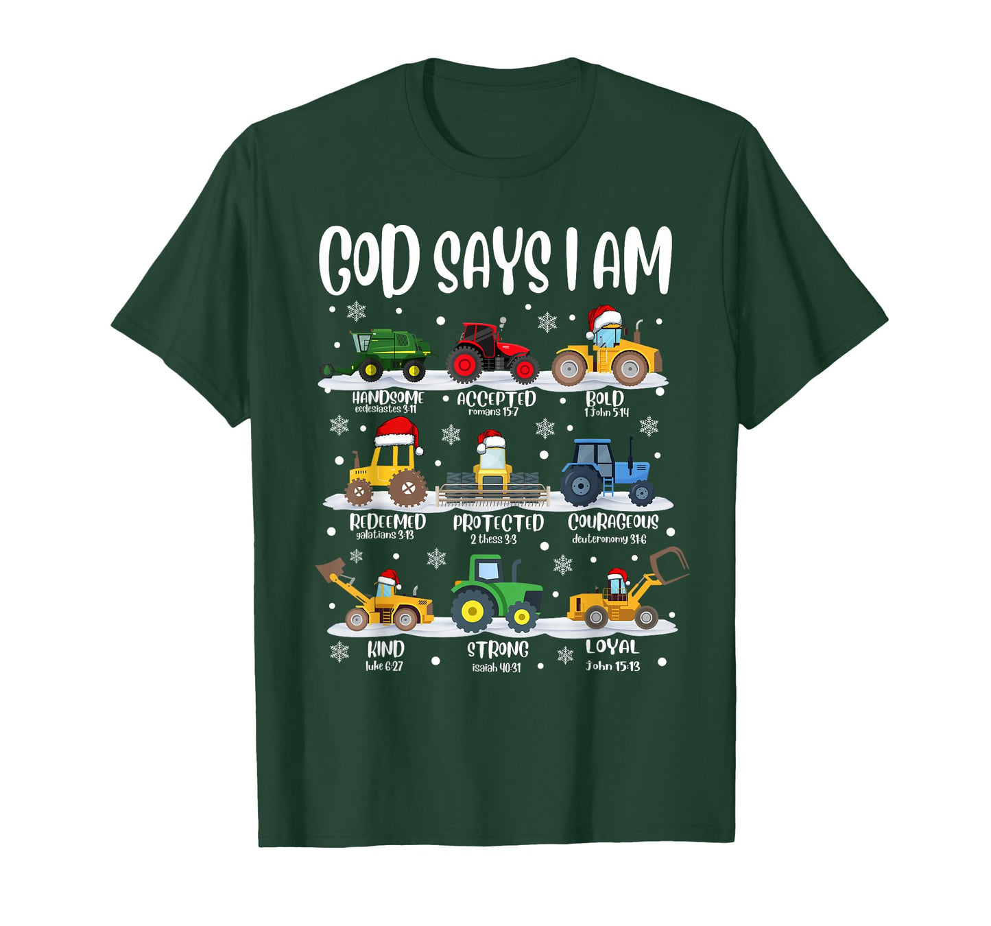 God Says I Am Construction Christmas Bible Christian Kids T-Shirt