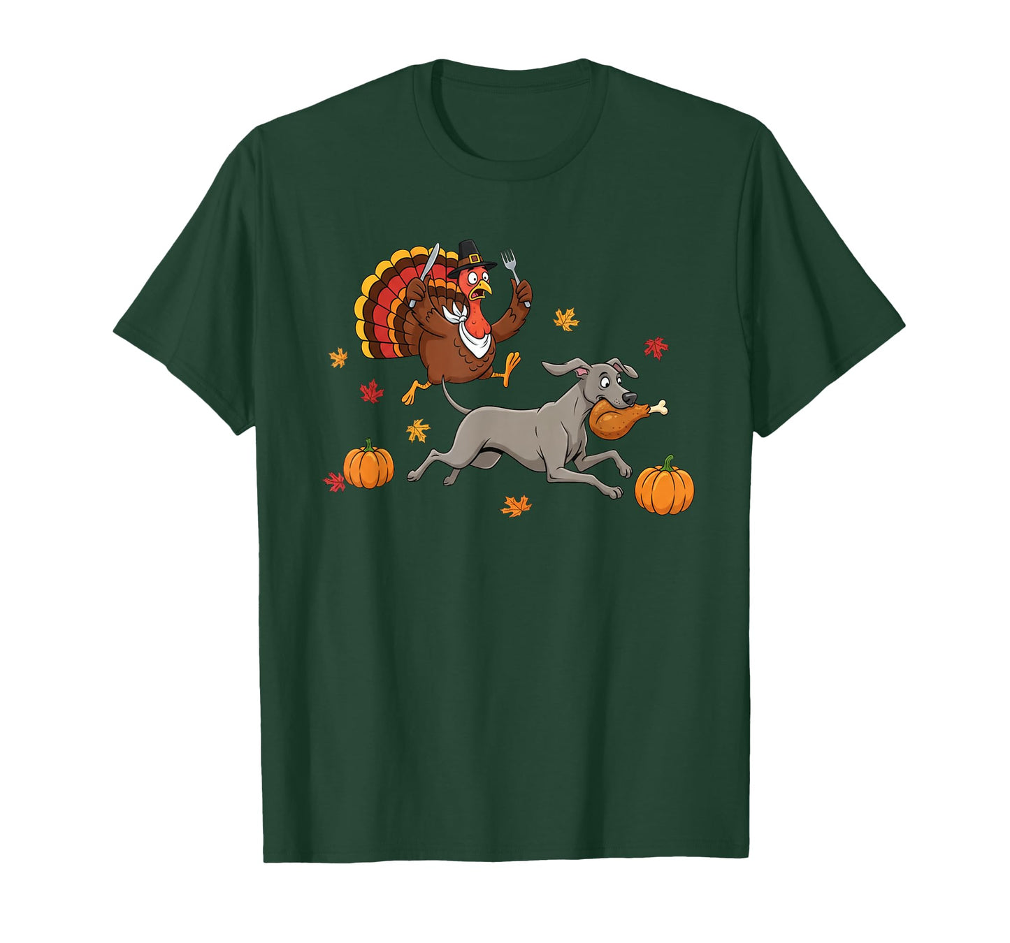 Funny Weimaraner Turkey Autumn Thanksgiving Womens Mens Kids T-Shirt