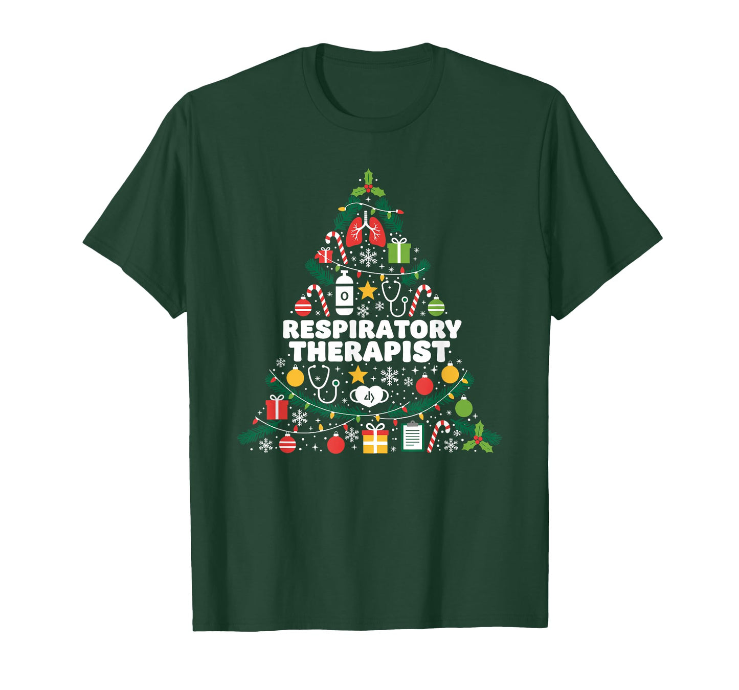 Respiratory Therapist Christmas Tree Lights Womens Mens T-Shirt