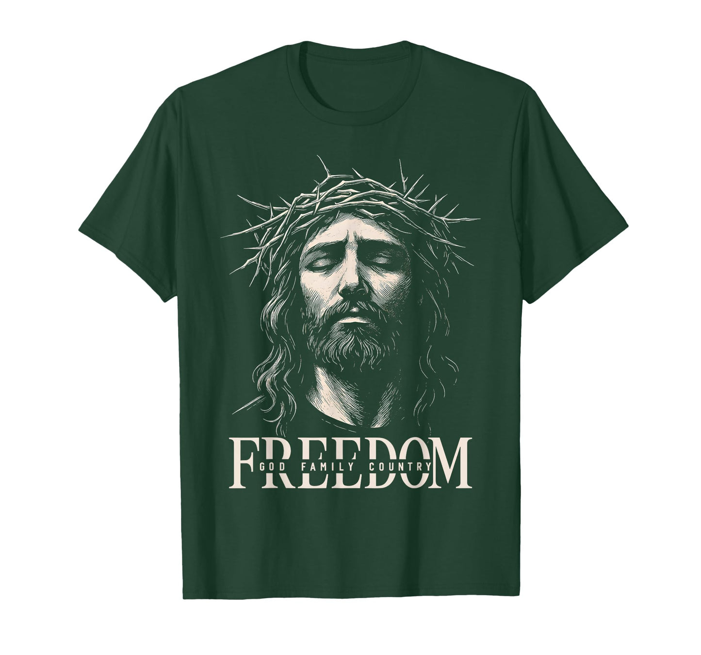 HUGvyn Freedom Jesus Christian Face Crown God Family Country T-Shirt