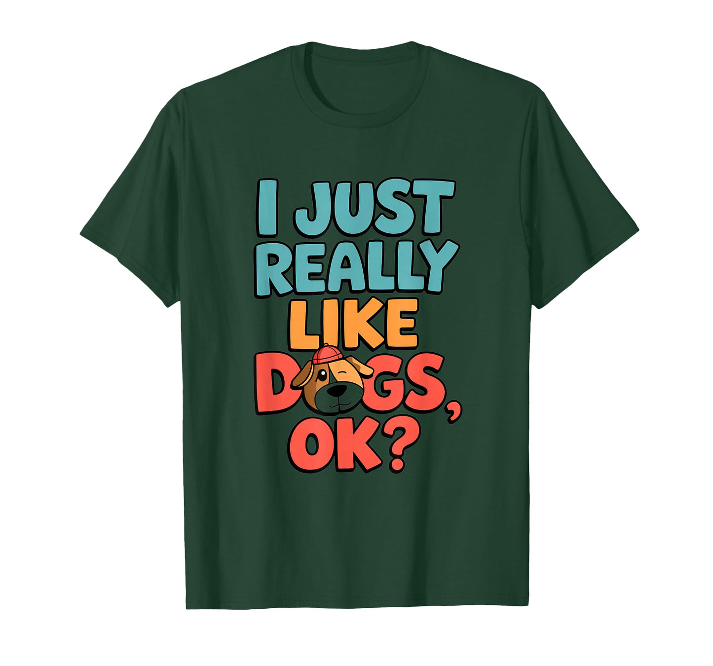 I Just Really Like Dogs Cute Cartoon Puppy Heart Hat T-Shirt