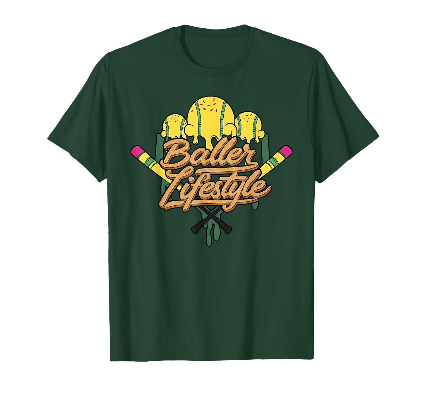 Baseball Lifestyle Home Plate Ice Cream Drip Men Boys Kids T-Shirt