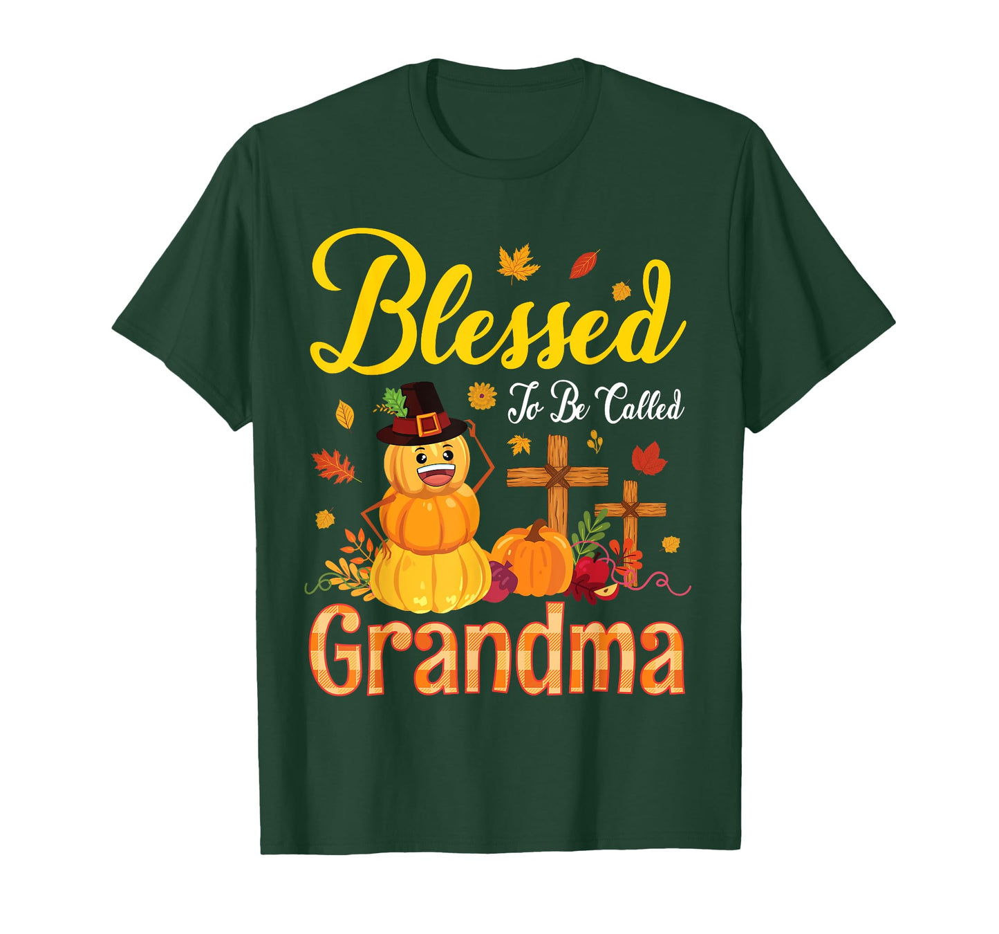 Flower Fruits Pumpkin Pilgrim Blessed To Be Called Grandma T-Shirt
