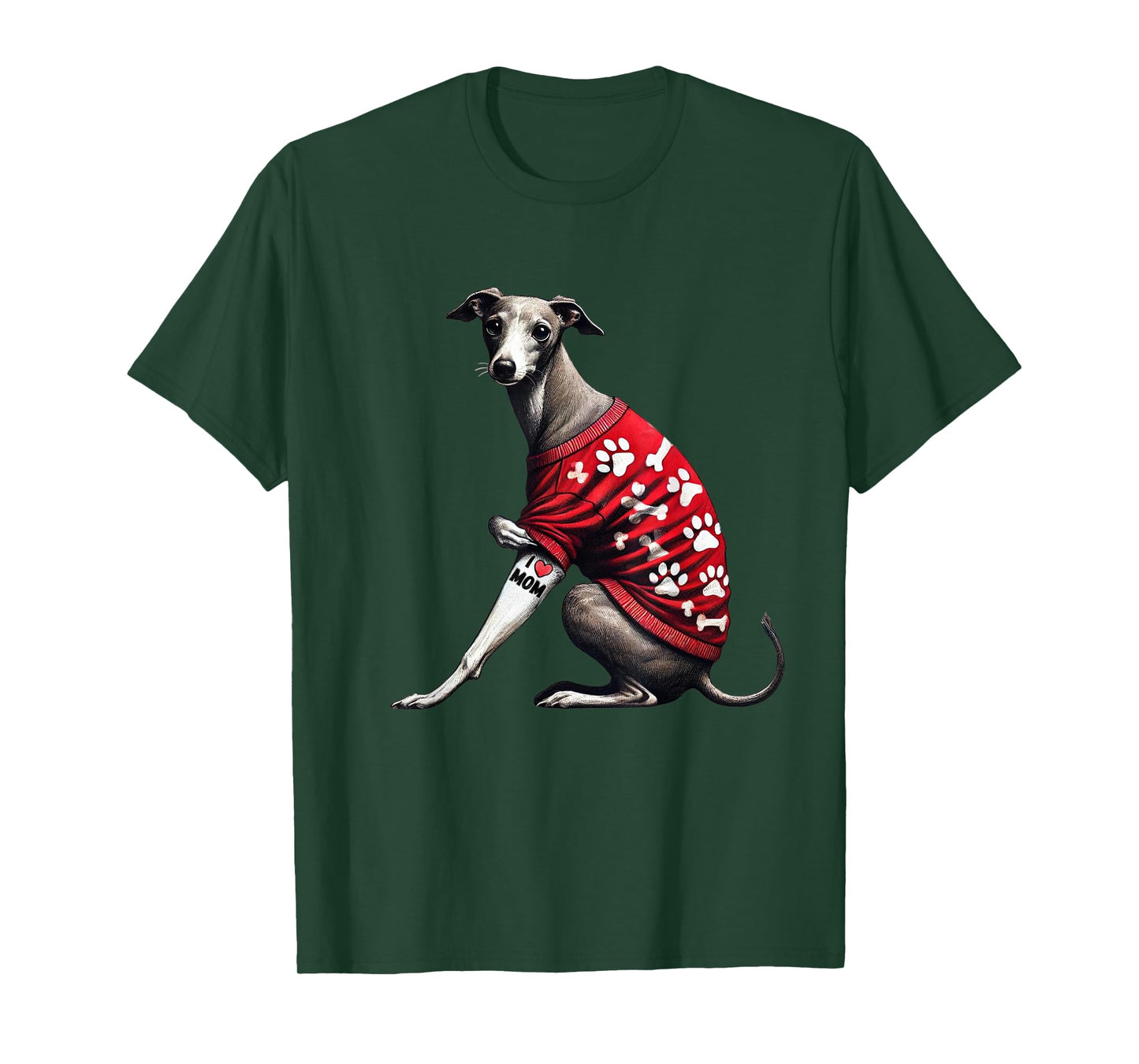 Funny I Love Mom Tattoo Italian Greyhound Mom For Women T-Shirt