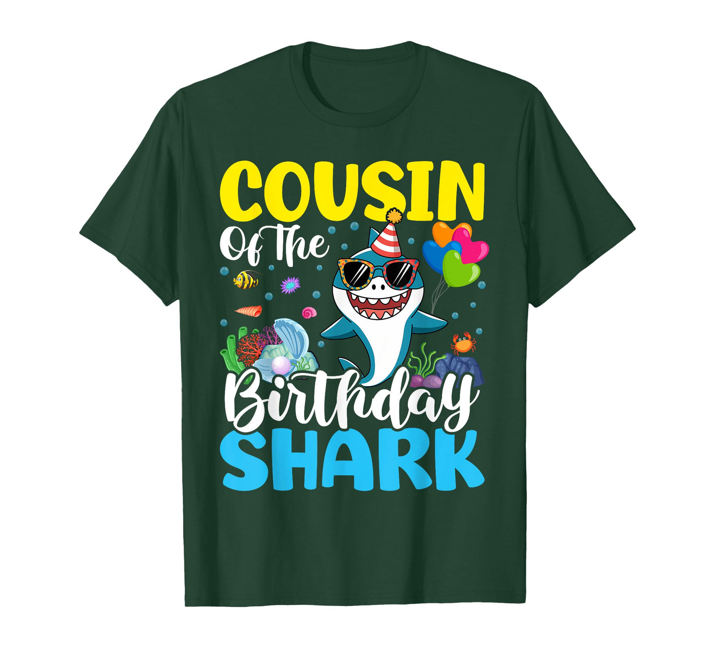 Cousin Birthday Kids Shark Party Matching Family T-Shirt