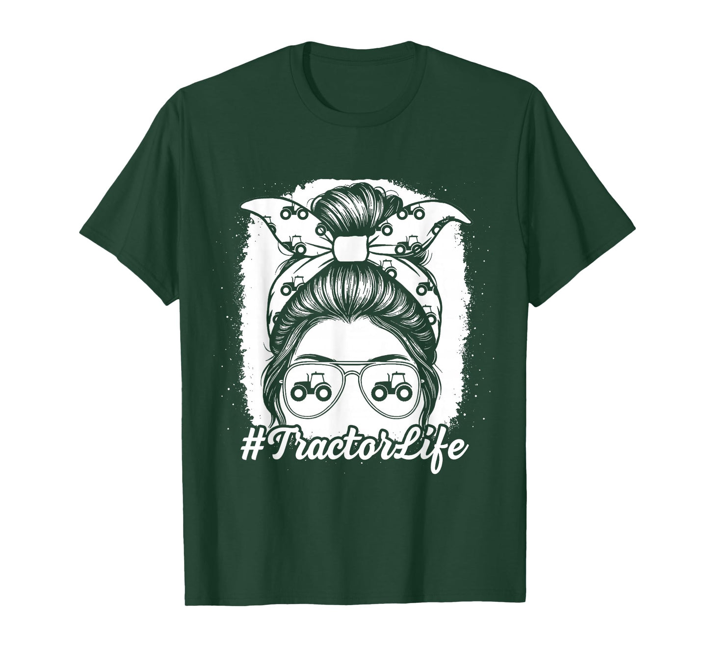 Tractor Life Messy Bun Farm Plow Field Girl Women T-Shirt