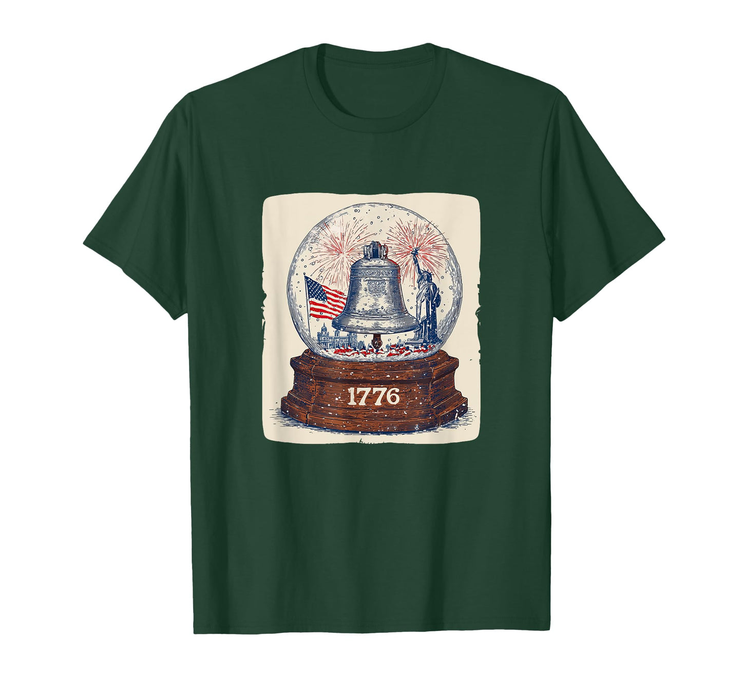 Statue of Liberty and Freedom Bell in Snow Globe T-Shirt