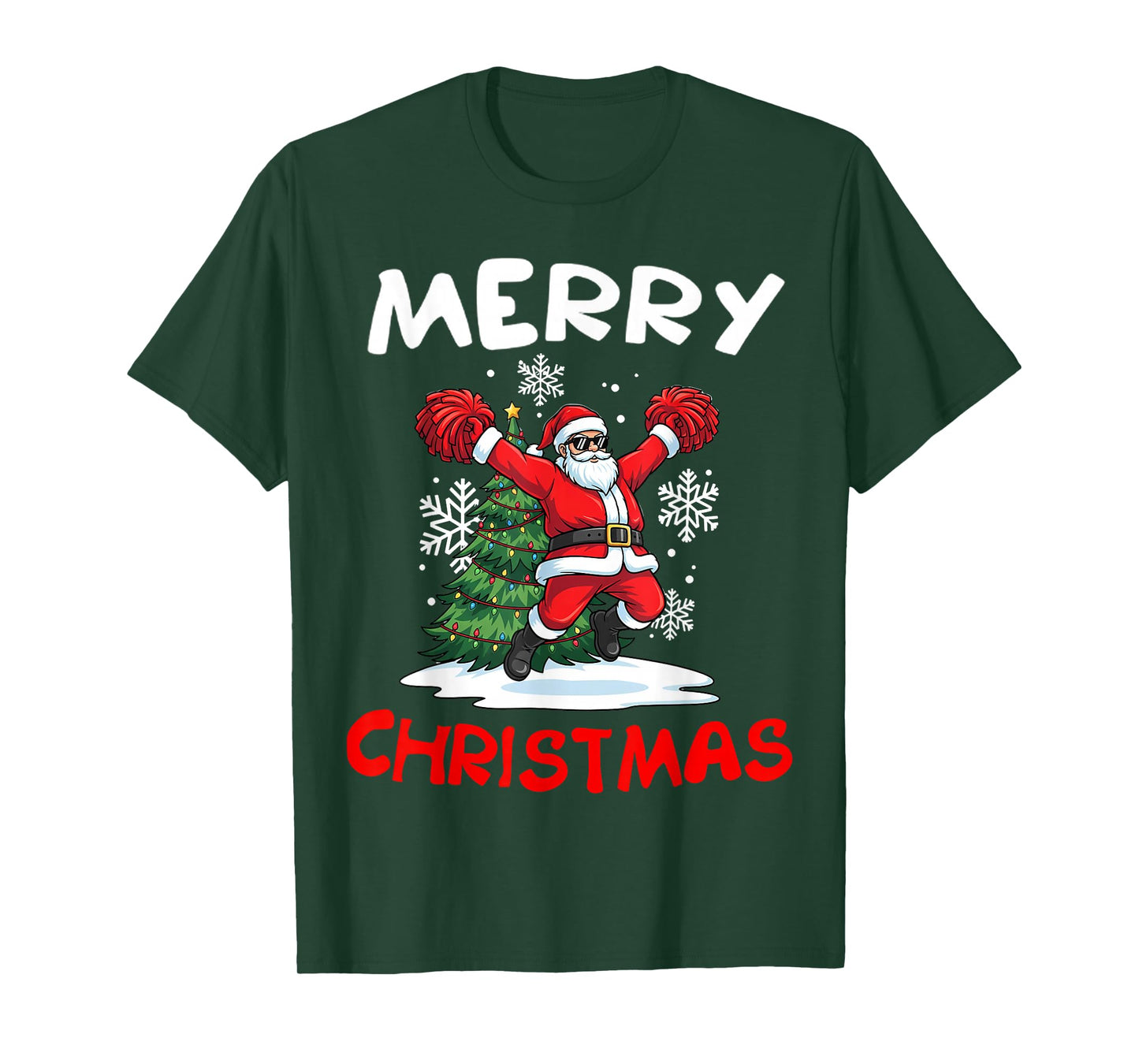 Merry Christmas Santa Playing Cheerleading Lover T-Shirt