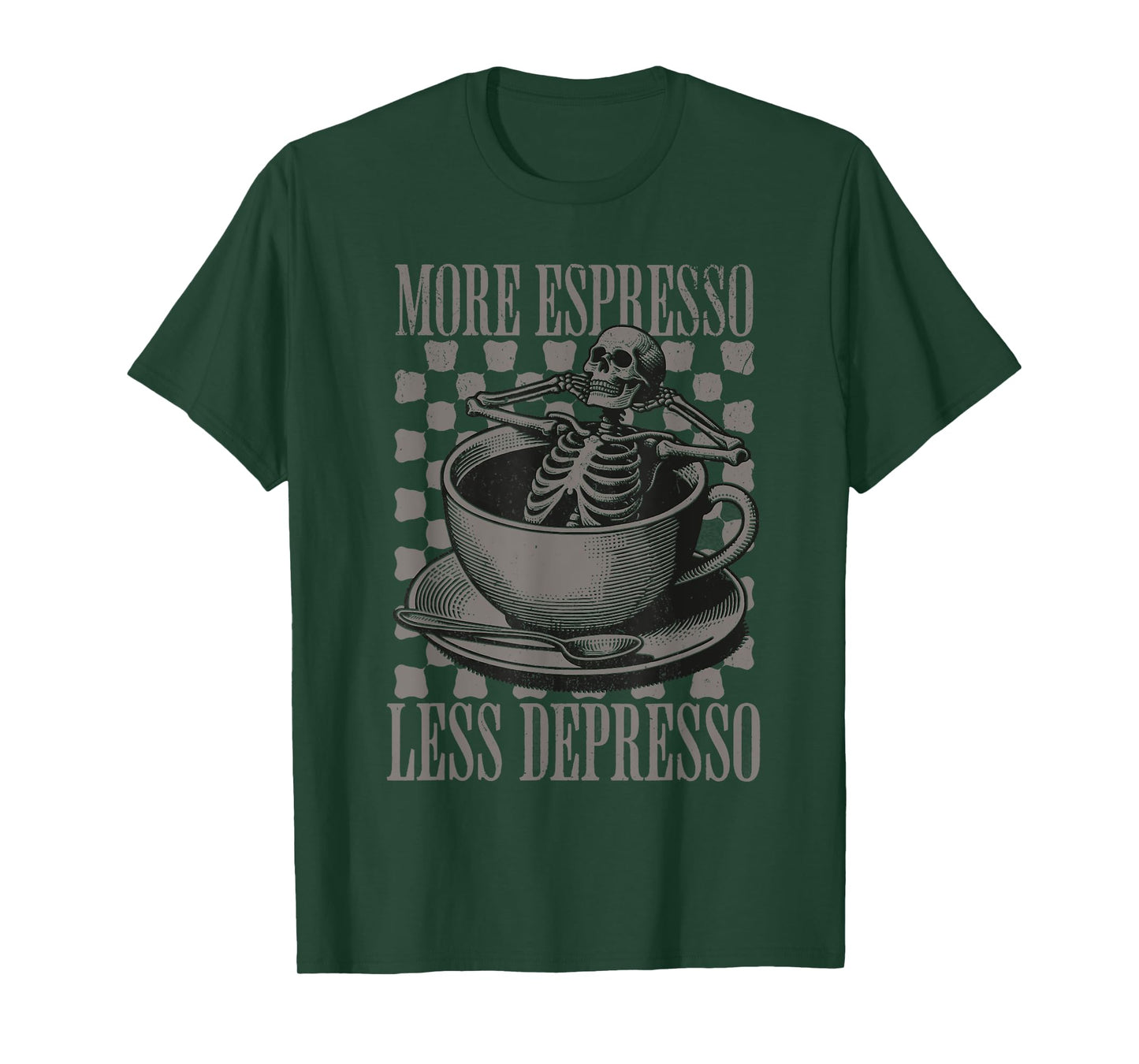 More Espresso Less Depresso Halloween Skeleton In Coffee T-Shirt