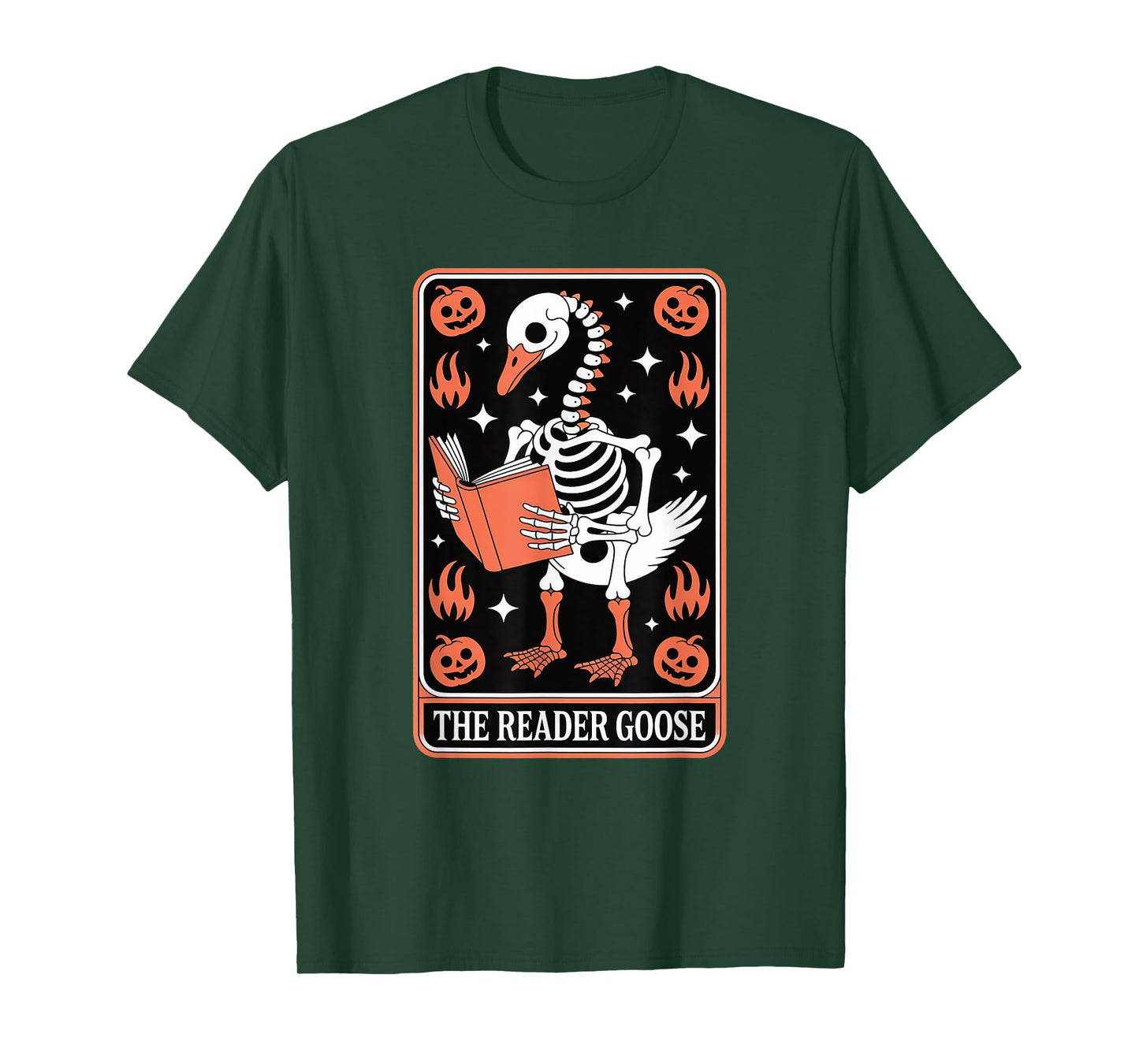 Skeleton Goose Reading Book Halloween Design for Readers T-Shirt