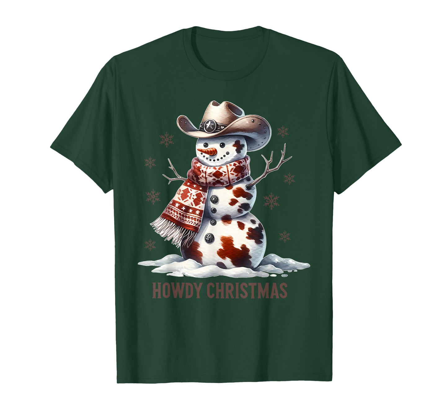 Howdy Christmas Cowhide Snowman Western Country Cowboy Xmas T-Shirt