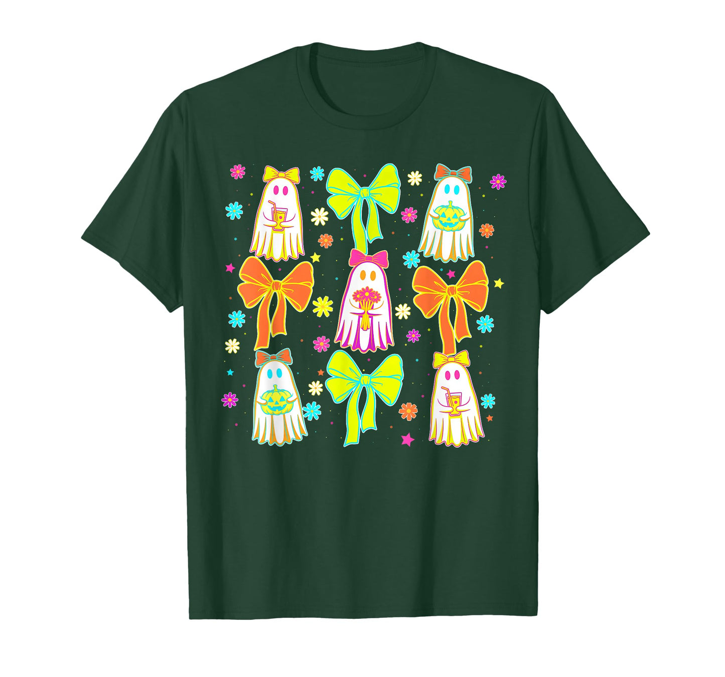 Halloween Coquette Bow Cute Ghosts Girl Women Kid T-Shirt