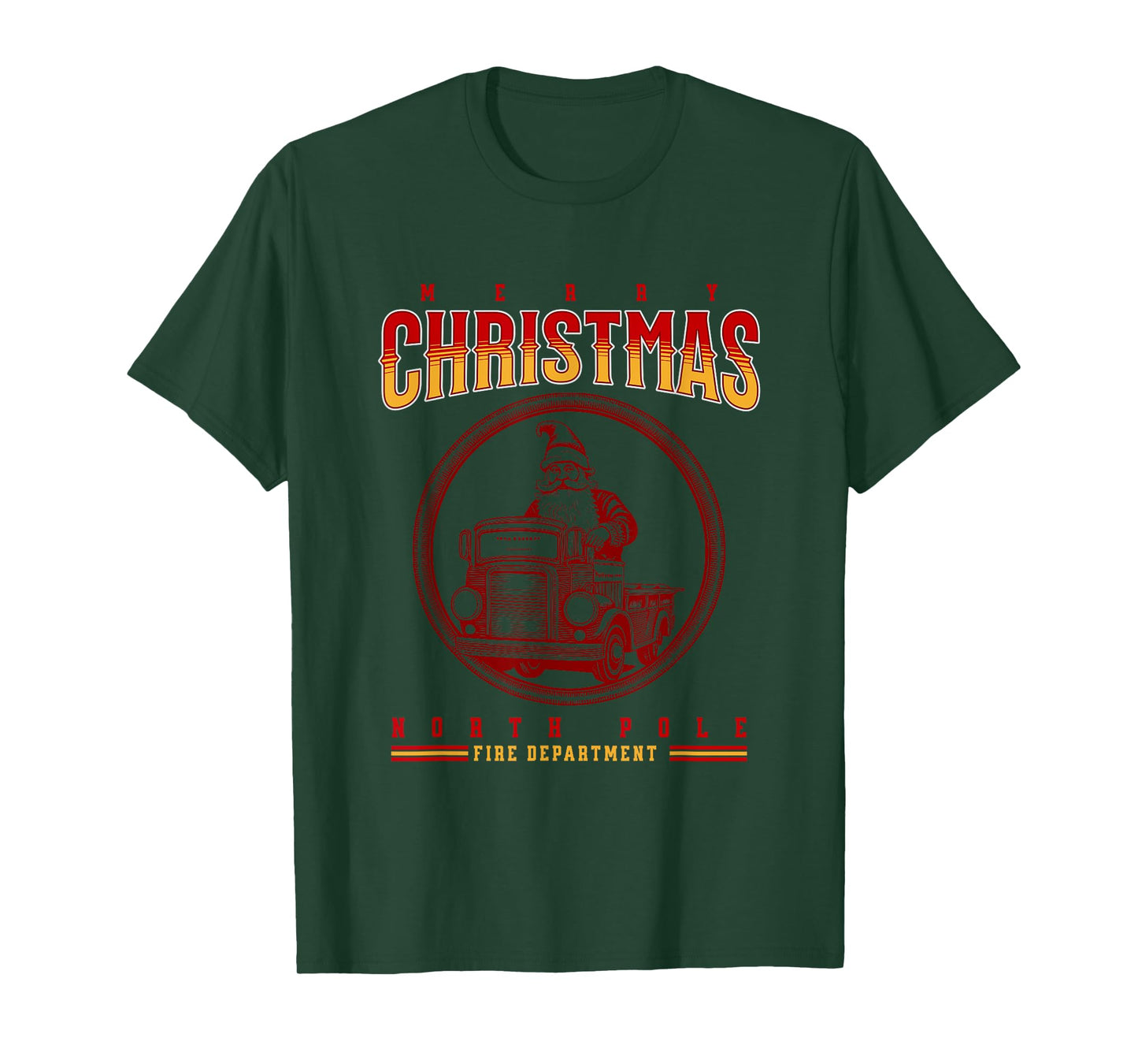 Christmas Firefighter Santa, North Pole Fire Department T-Shirt