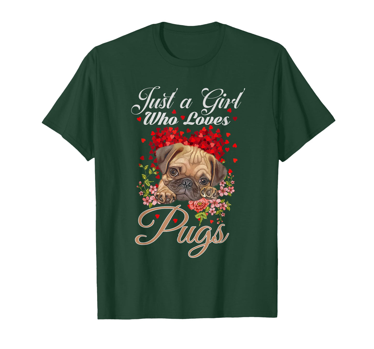 Funny Just a Girl Who Loves Pugs Girls, Women and Pug Owners T-Shirt