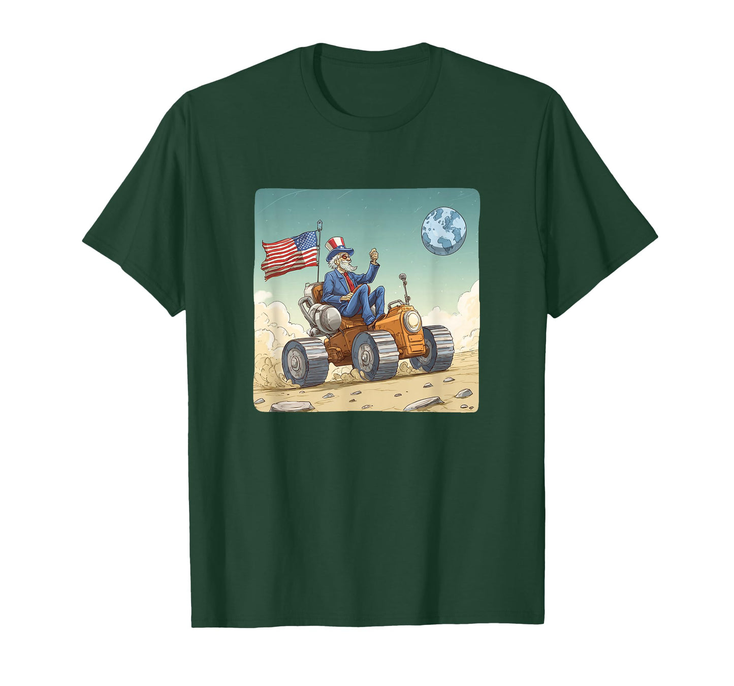 Great Moon Vehicle in Space with Patriotic President T-Shirt