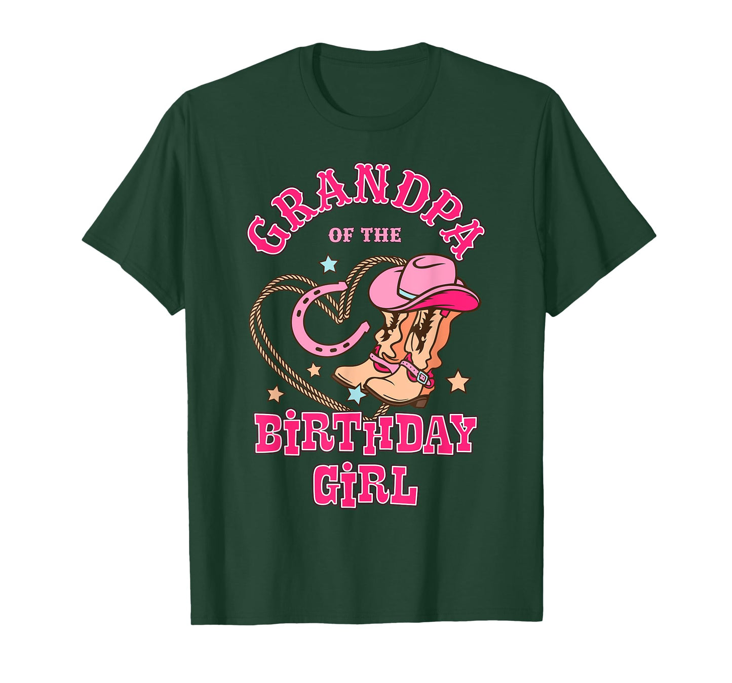 Grandpa Of the Birthday Girl Pink CowGirl Western Rodeo T-Shirt