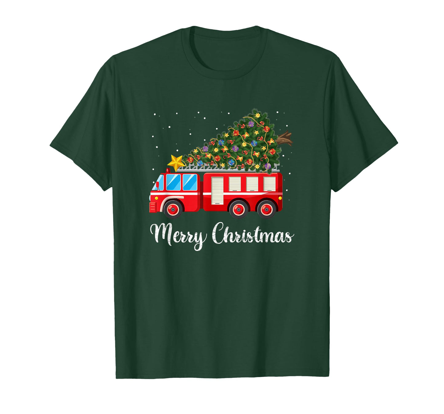 Firefighter Fire Truck Christmas Tree Fire Truck Xmas Gift T-Shirt