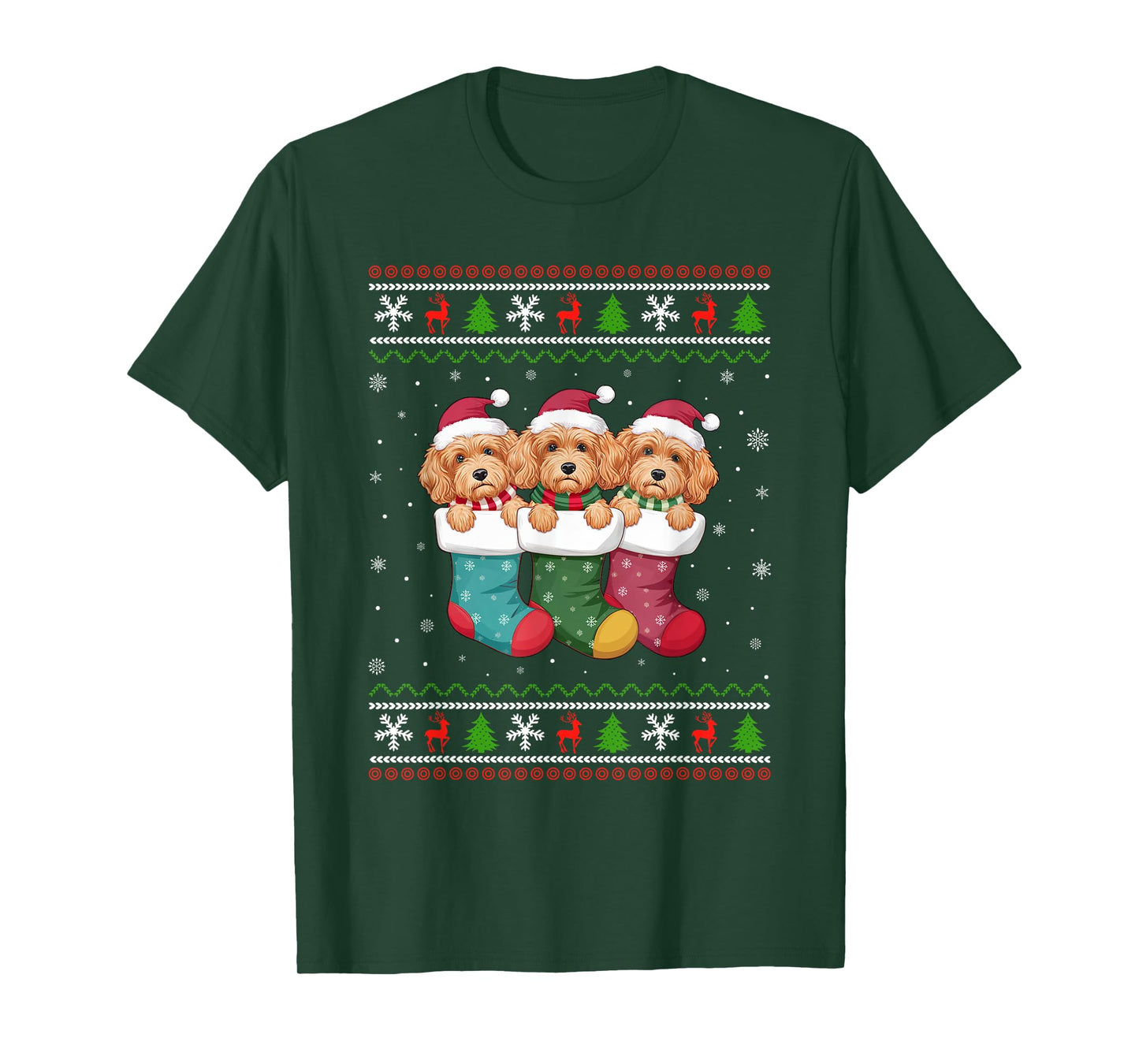Ugly Xmas Sweater Cockapoo Dog In Christmas Socks T-Shirt