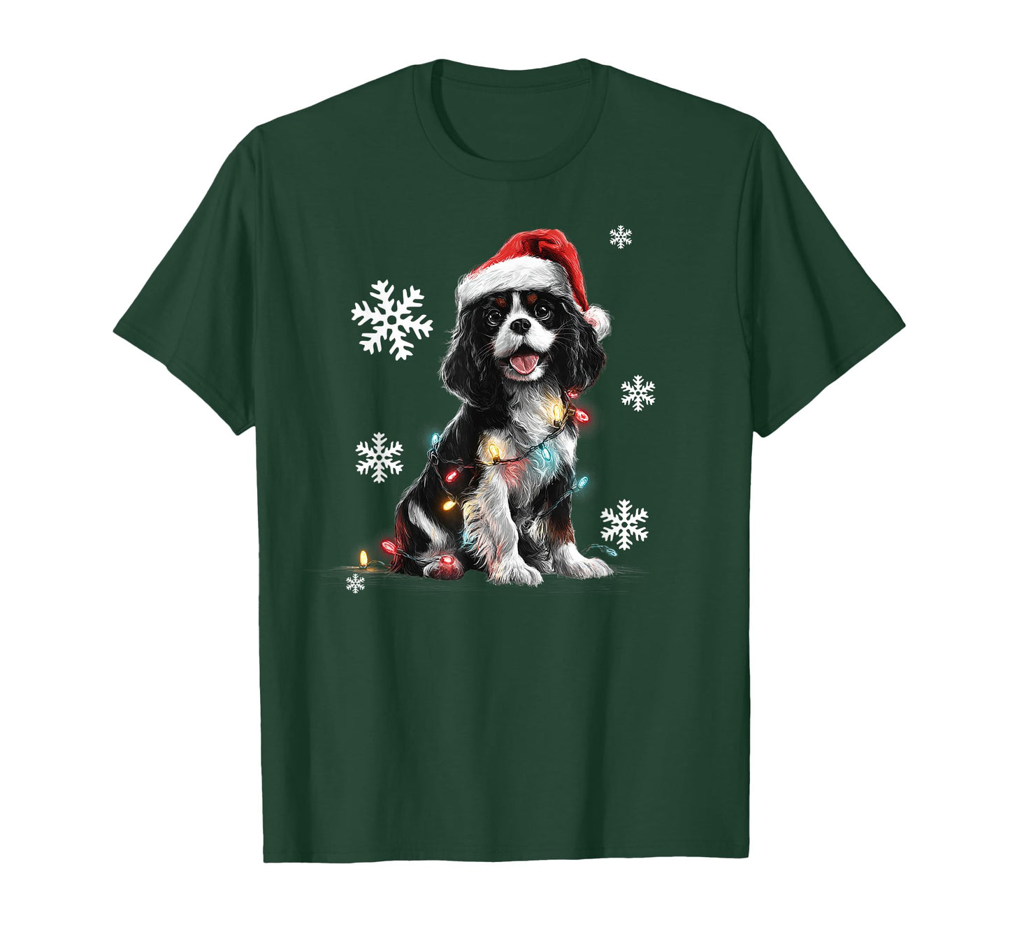 Cute Cavalier King Charles Spaniel Christmas Lights Xmas Dog T-Shirt