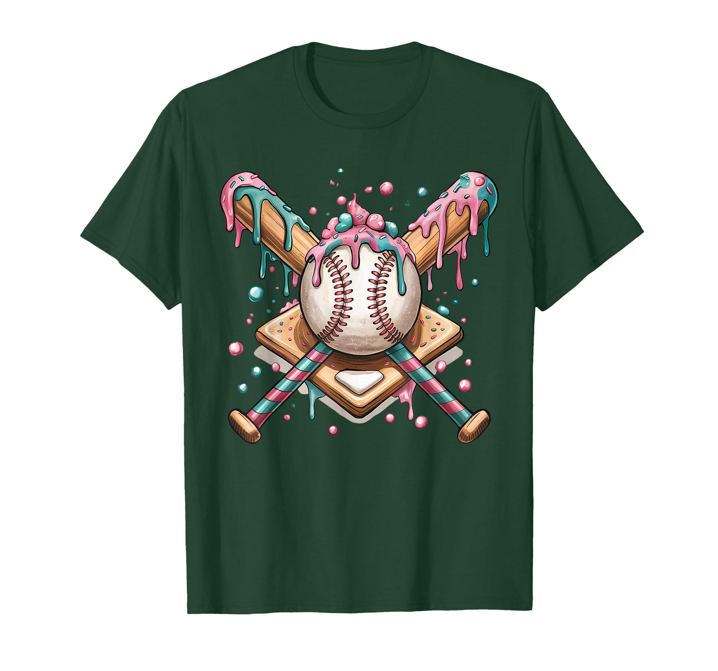 Cool Sport Baseball Home Plate Drip With Sprinkles Drip T-Shirt