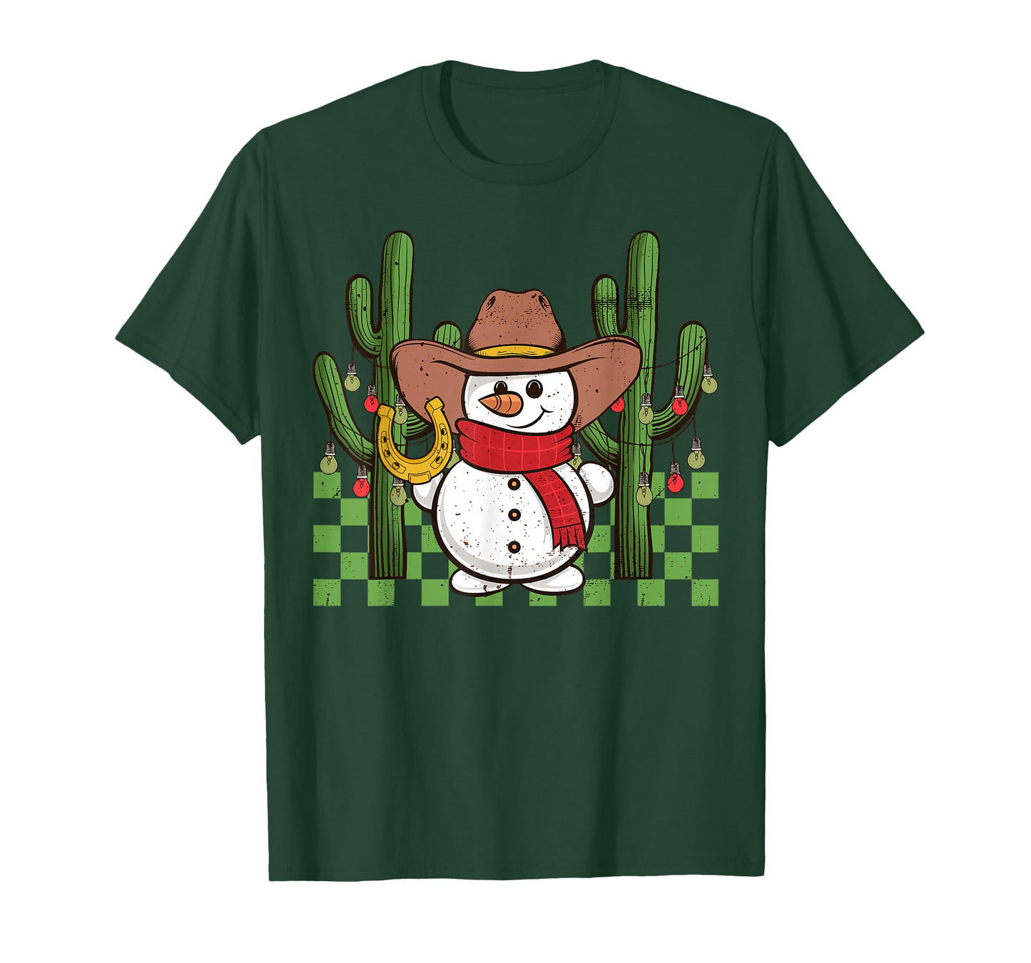 Groovy Cowboy Snowman Western Christmas Cactus Apparel T-Shirt
