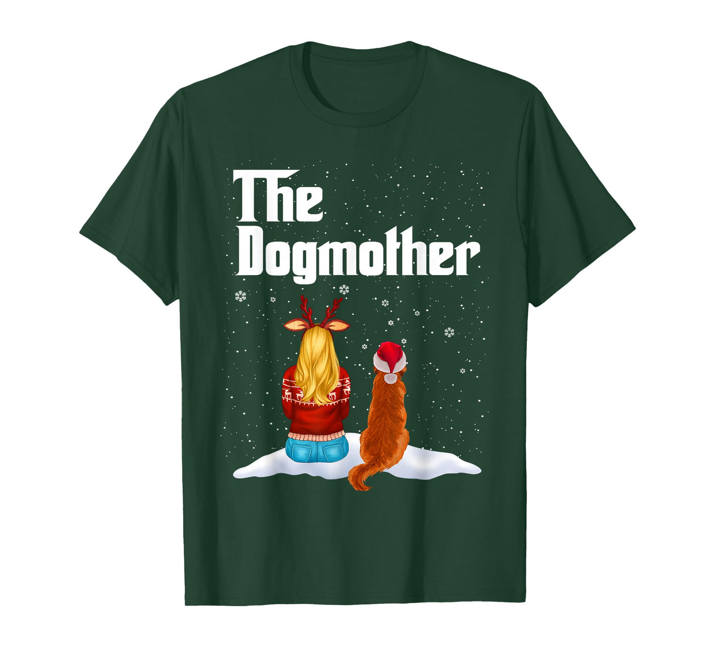 The Dogmother Golden Retriever Dog Mom Christmas Puppy Xmas T-Shirt