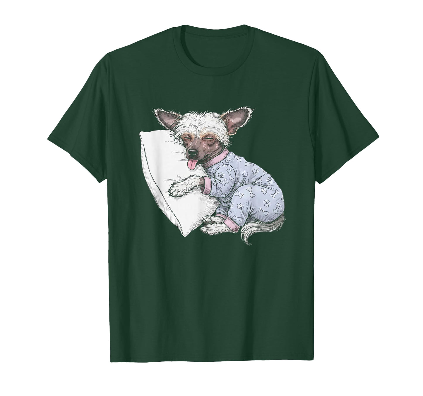 Funny Sleepy Chinese Crested Dog Pajama Women And Girls T-Shirt