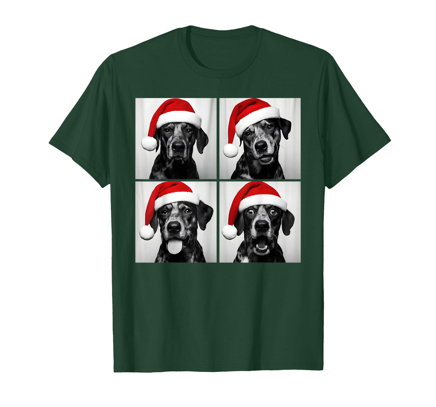 Funny Christmas Catahoula Leopard Dog Santa Photo Booth T-Shirt
