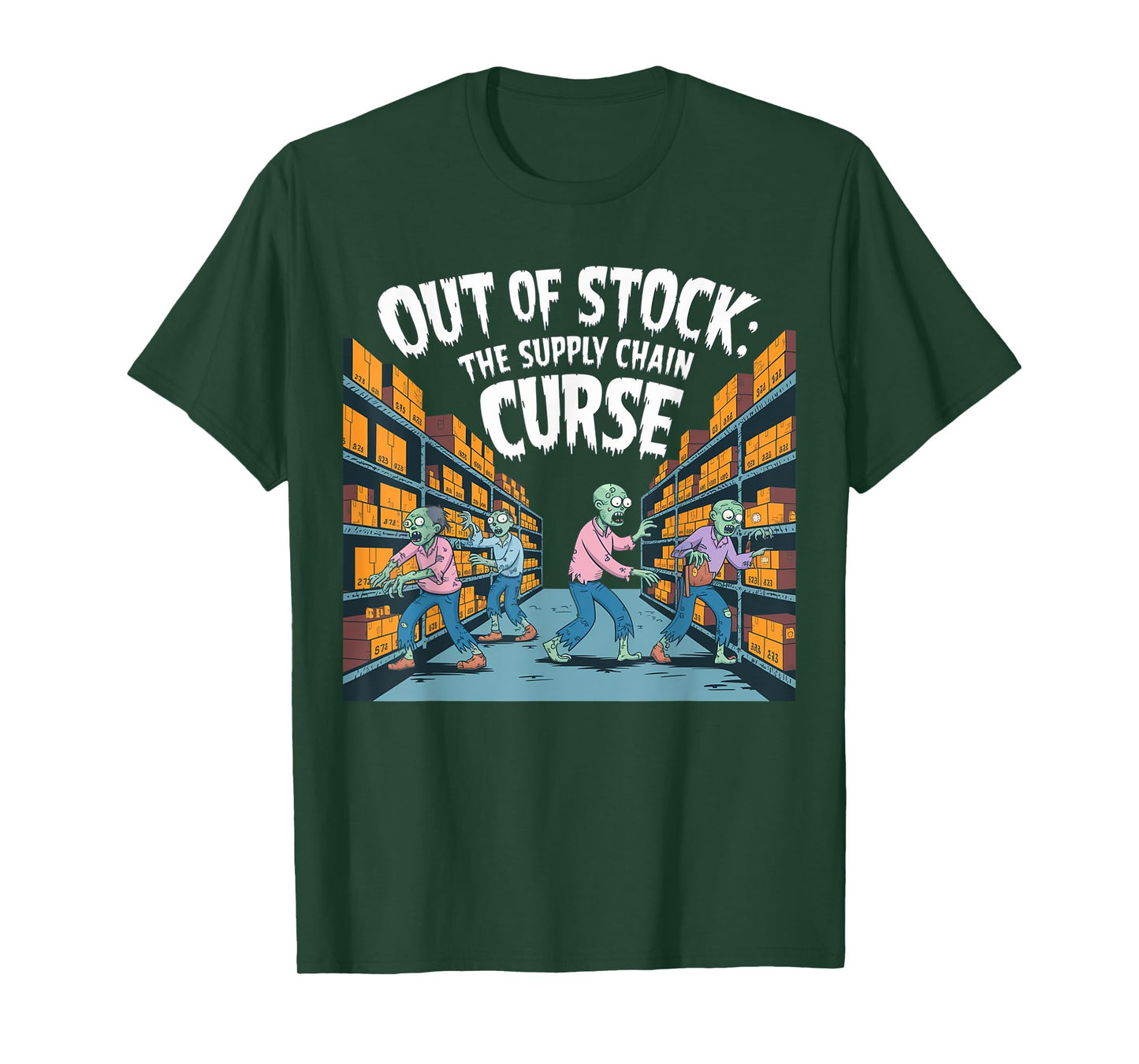 Out of stock, the Supply chain curse. logistics halloween T-Shirt