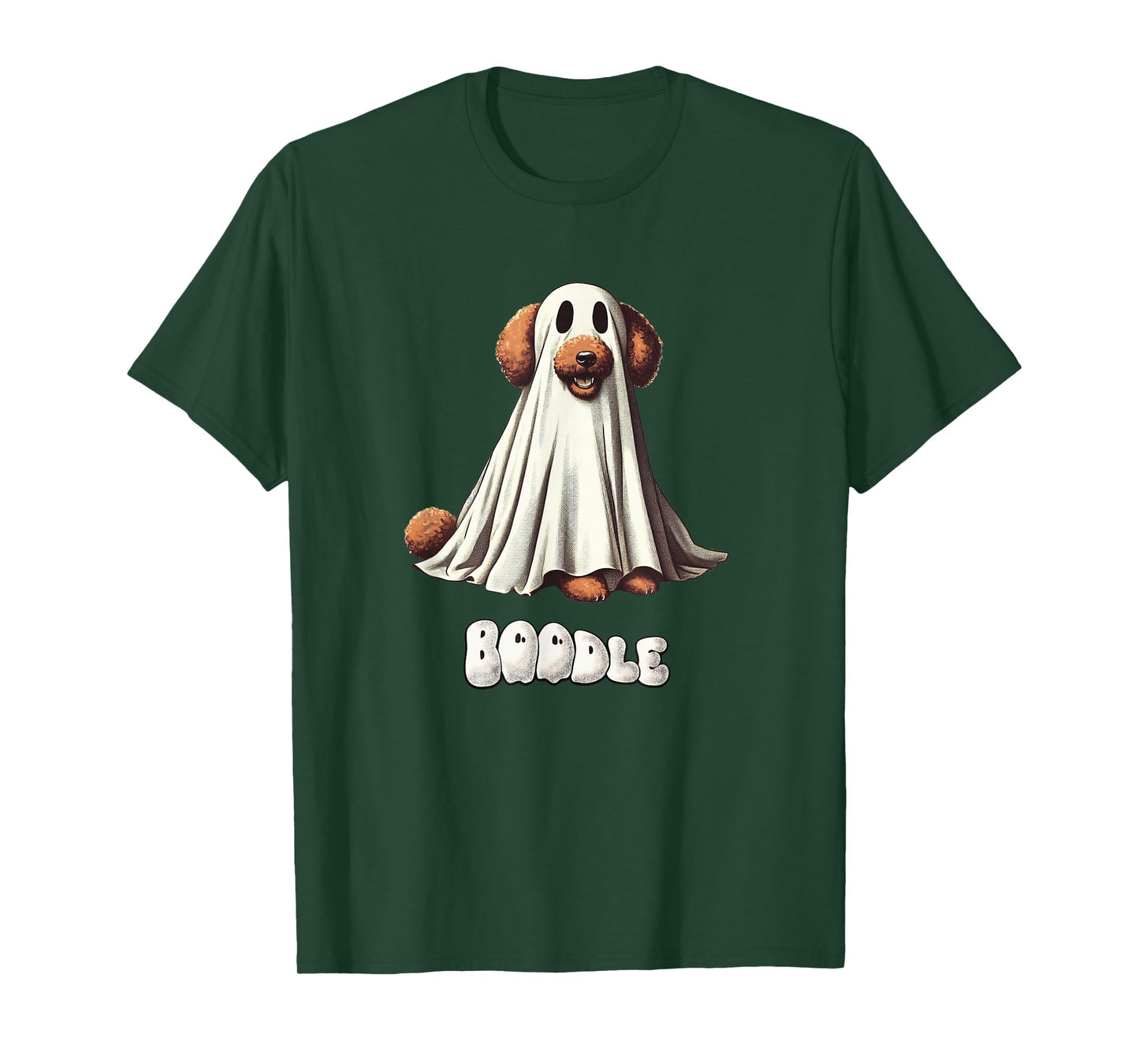 Funny Boodle Brown Poodle Halloween Ghost, Spooky Dog Mom T-Shirt