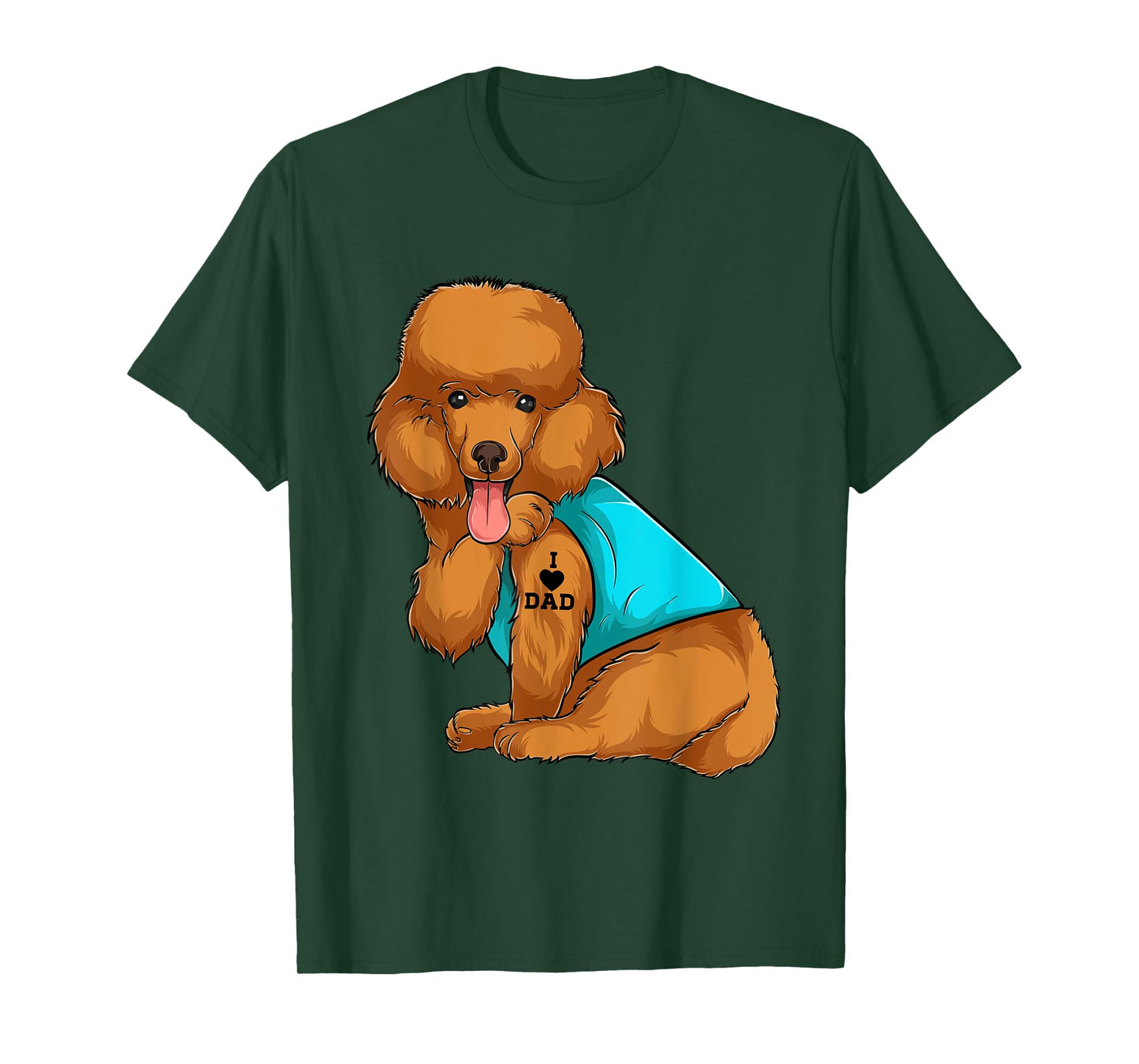 Poodle I Love Dad Tattoo Apparel, Dog Dad Gifts Dads T-Shirt for Men Women