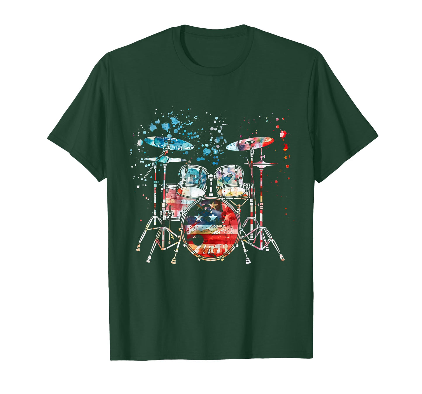 Drummer US Flag Drum Set Country Music Patriotic T-Shirt