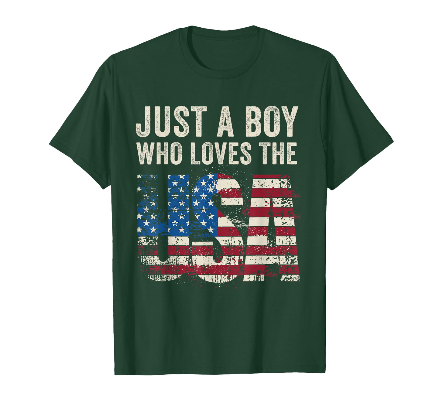 Just a Boy Who Loves the USA July 4th Patriotic US Flag T-Shirt